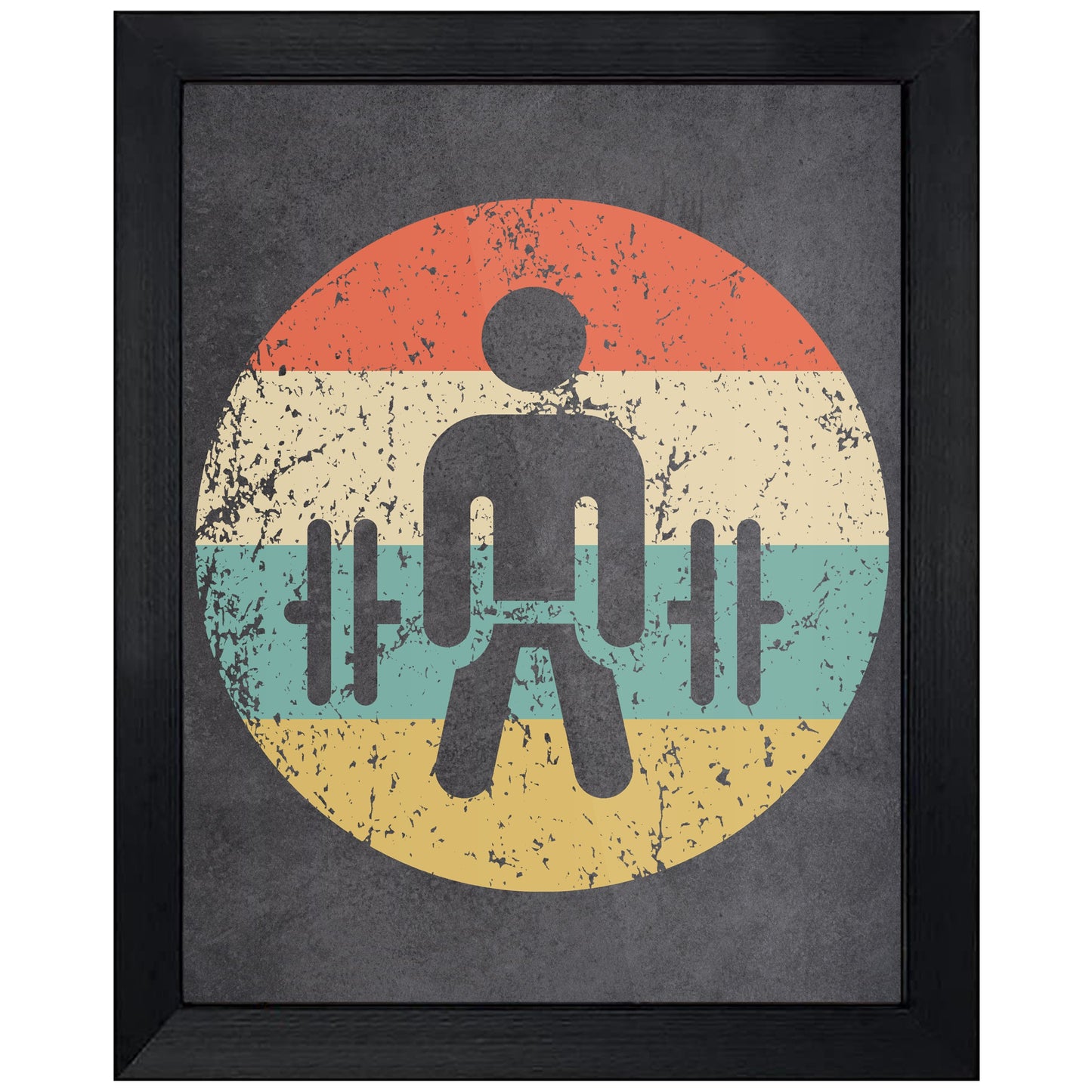 Dead Lift Weightlifting Icon Retro 8"x10" Wall Art Print