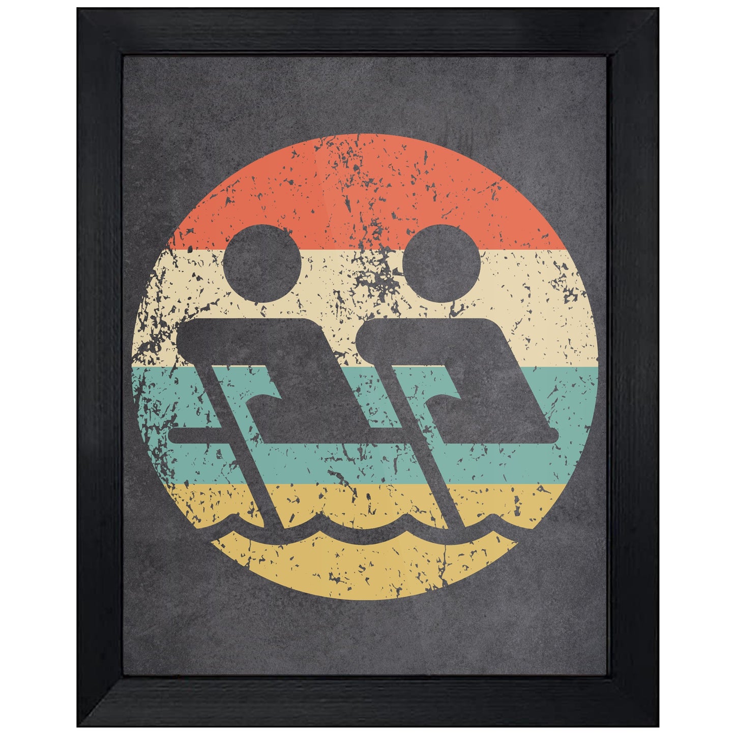 Rowing Crew Team Sports Icon Retro 8"x10" Wall Art Print