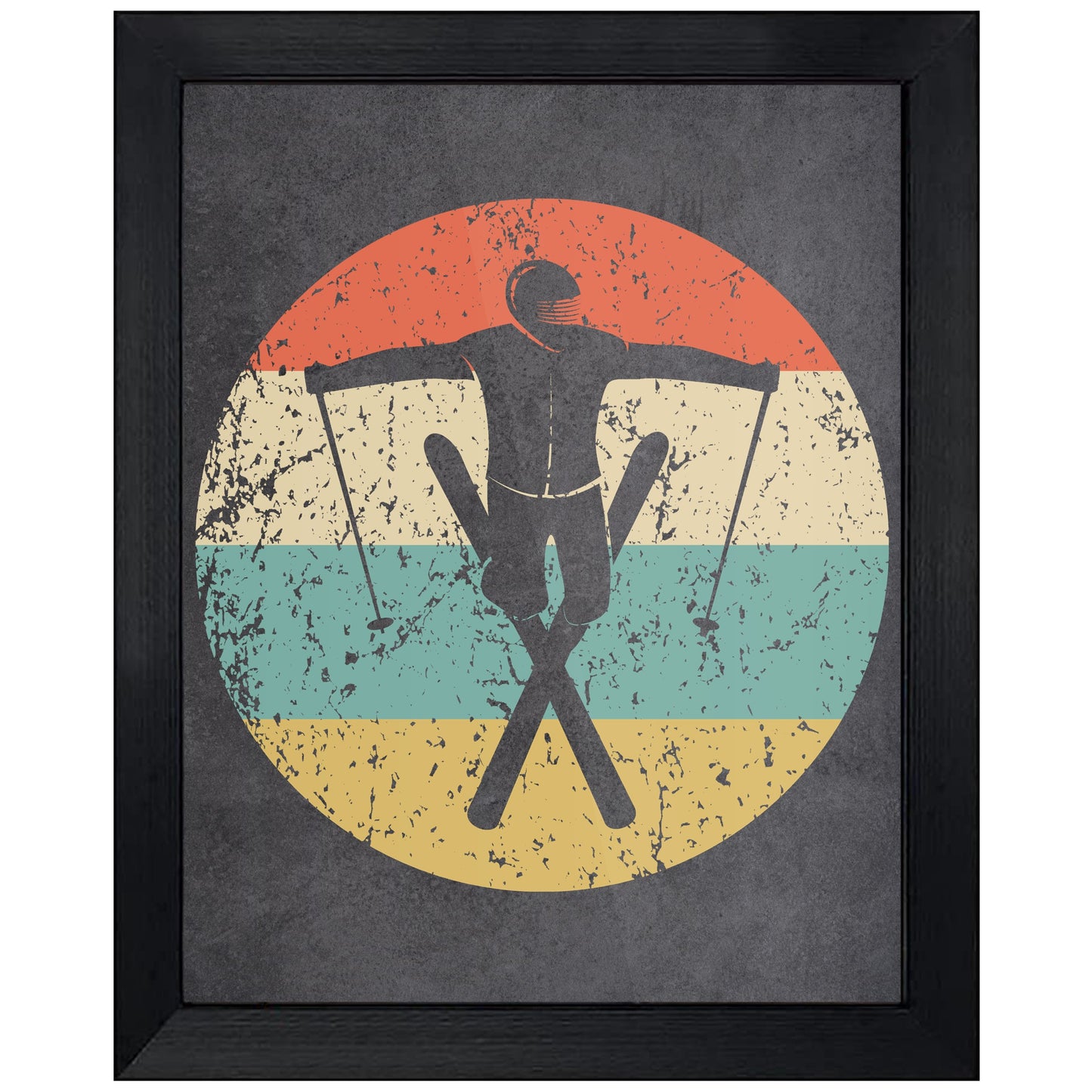 Extreme Skier Skiing Sports Icon Retro 8"x10" Wall Art Print