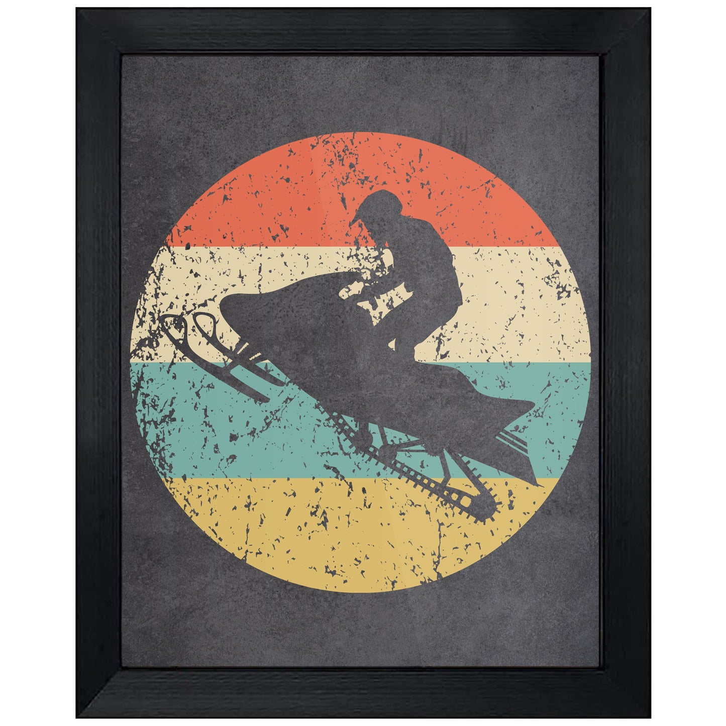 Snowmobiling Snowmobile Sports Icon Retro 8"x10" Wall Art Print