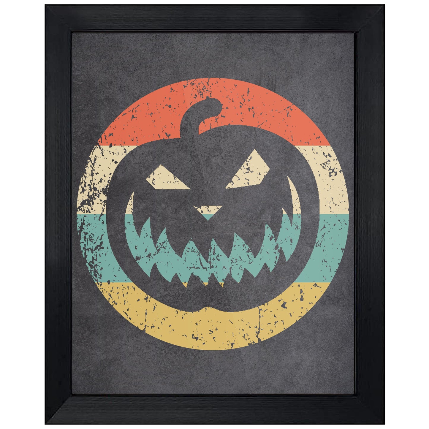 Jack-O-Lantern Pumpkin Halloween Icon Retro 8"x10" Wall Art Print