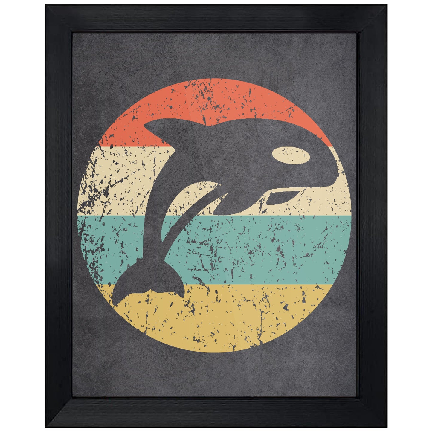 Killer Whale Orca Animal Icon Retro 8"x10" Wall Art Print