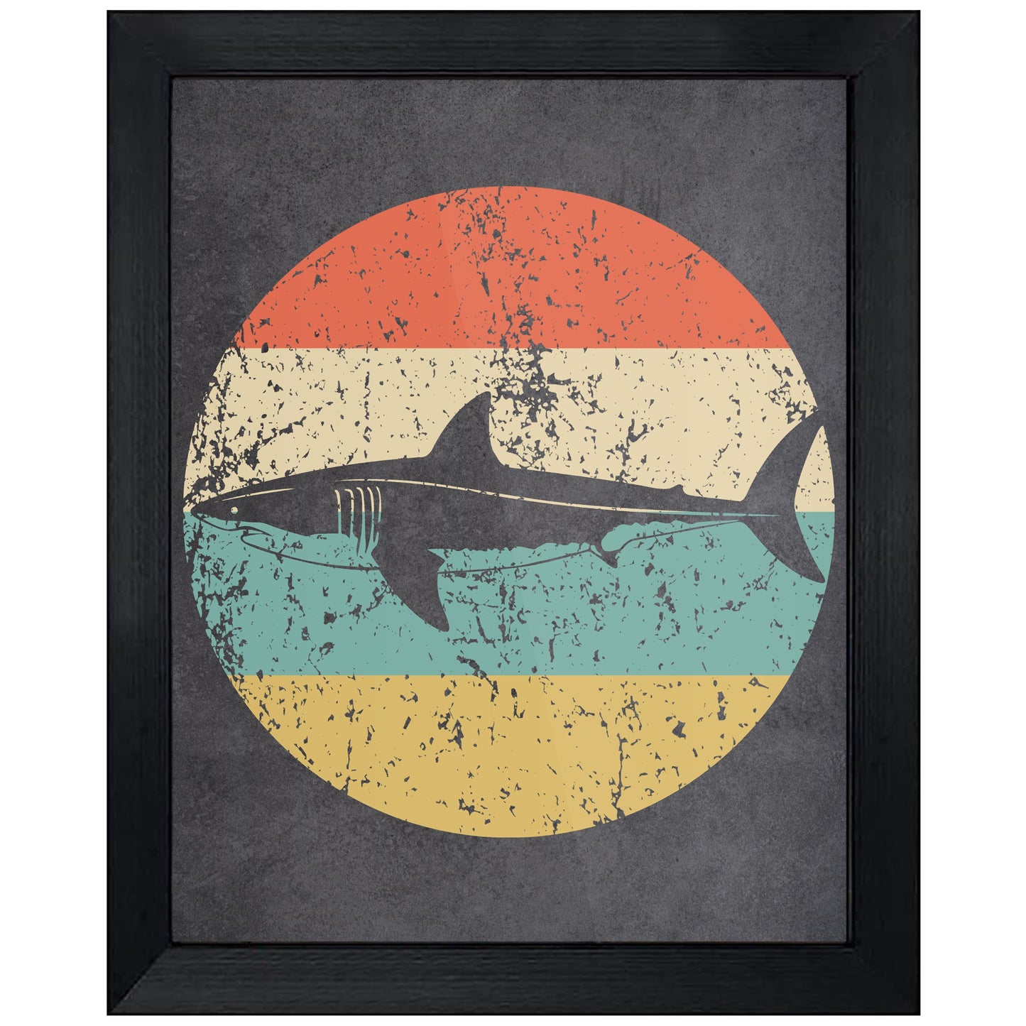 Great White Shark Icon Retro 8"x10" Wall Art Print