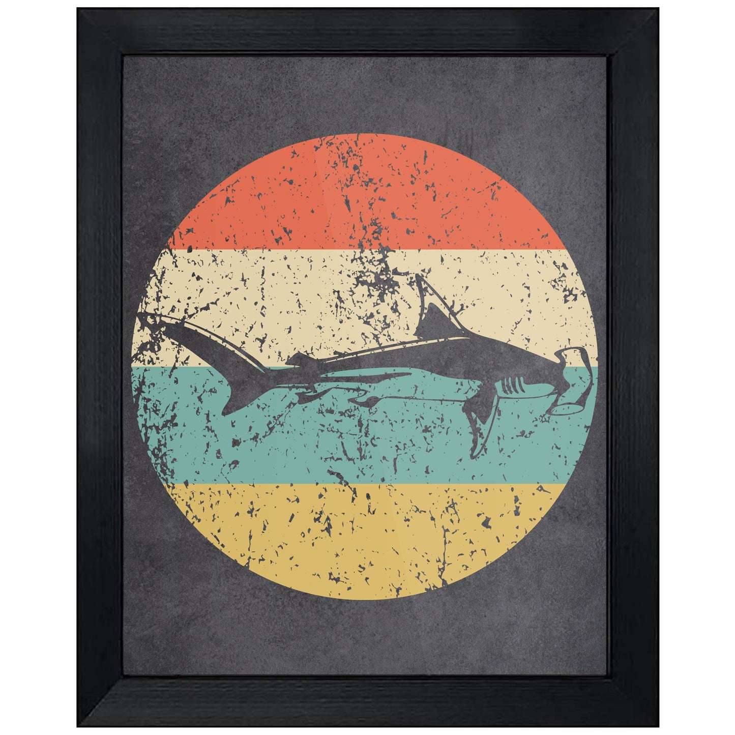 Great Hammerhead Shark Icon Retro 8"x10" Wall Art Print