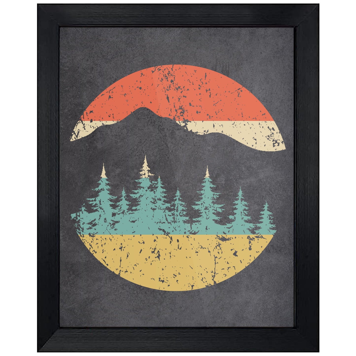 Outdoors Nature Camping Mountains And Trees Icon Retro 8"x10" Wall Art Print