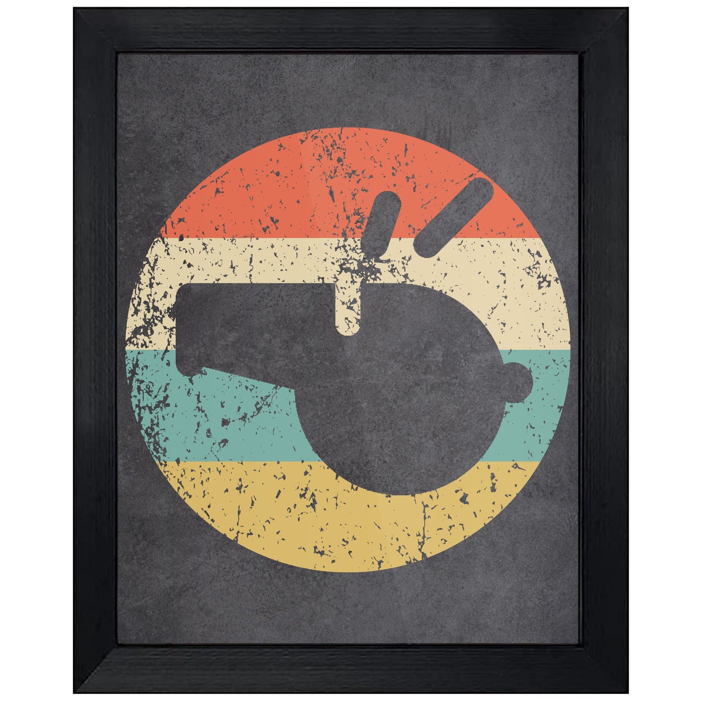 Referee Ref Whistle Sports Icon Retro 8"x10" Wall Art Print