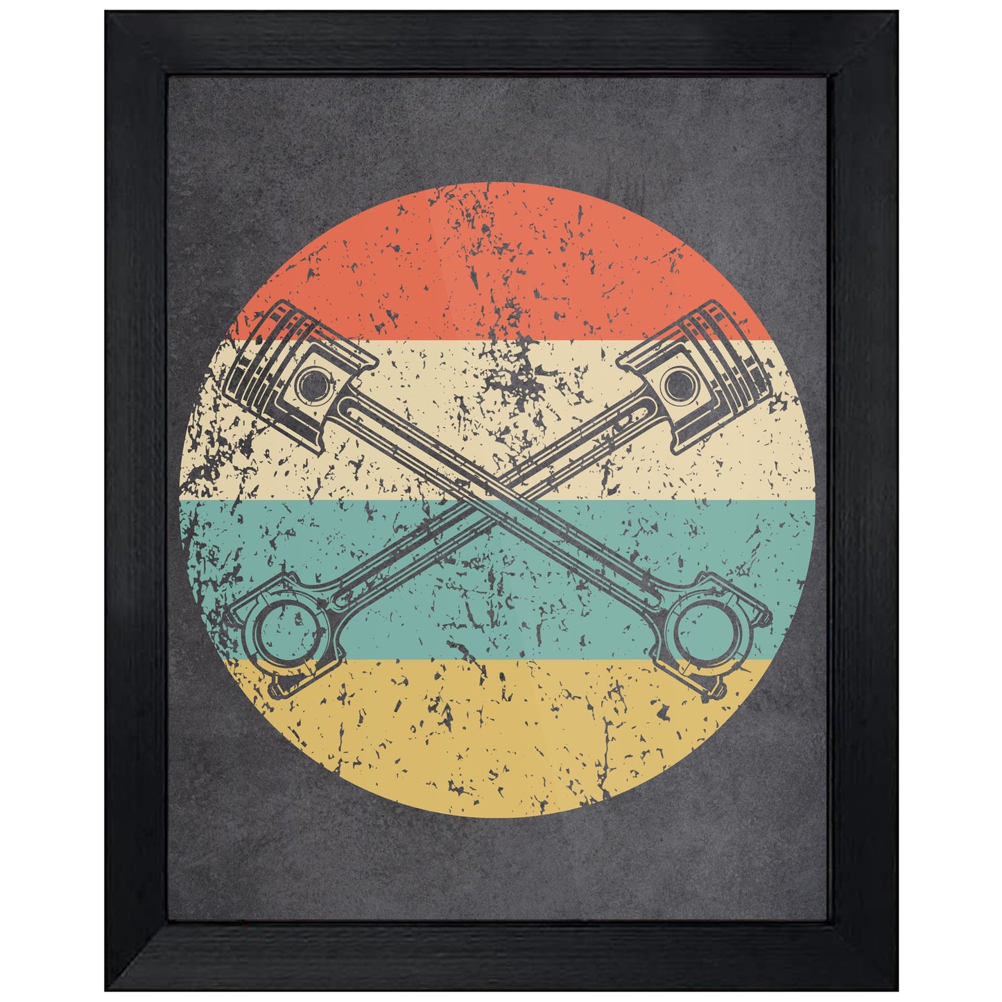 Car Engine Pistons Mechanic Icon Retro 8"x10" Wall Art Print