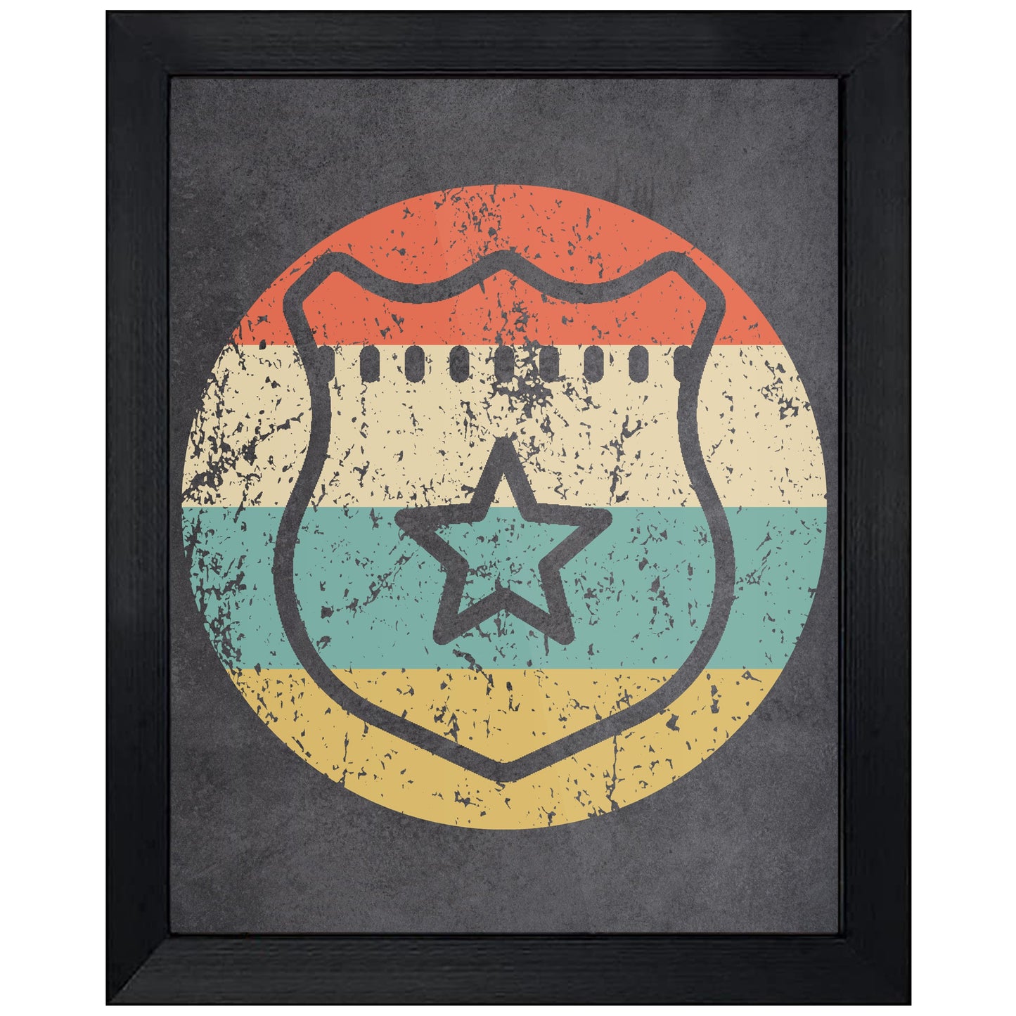 Police Badge Policeman Icon Retro 8"x10" Wall Art Print