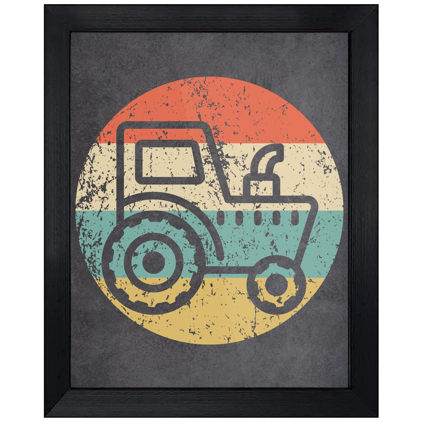 Farming Tractor Farmer Icon Retro 8"x10" Wall Art Print