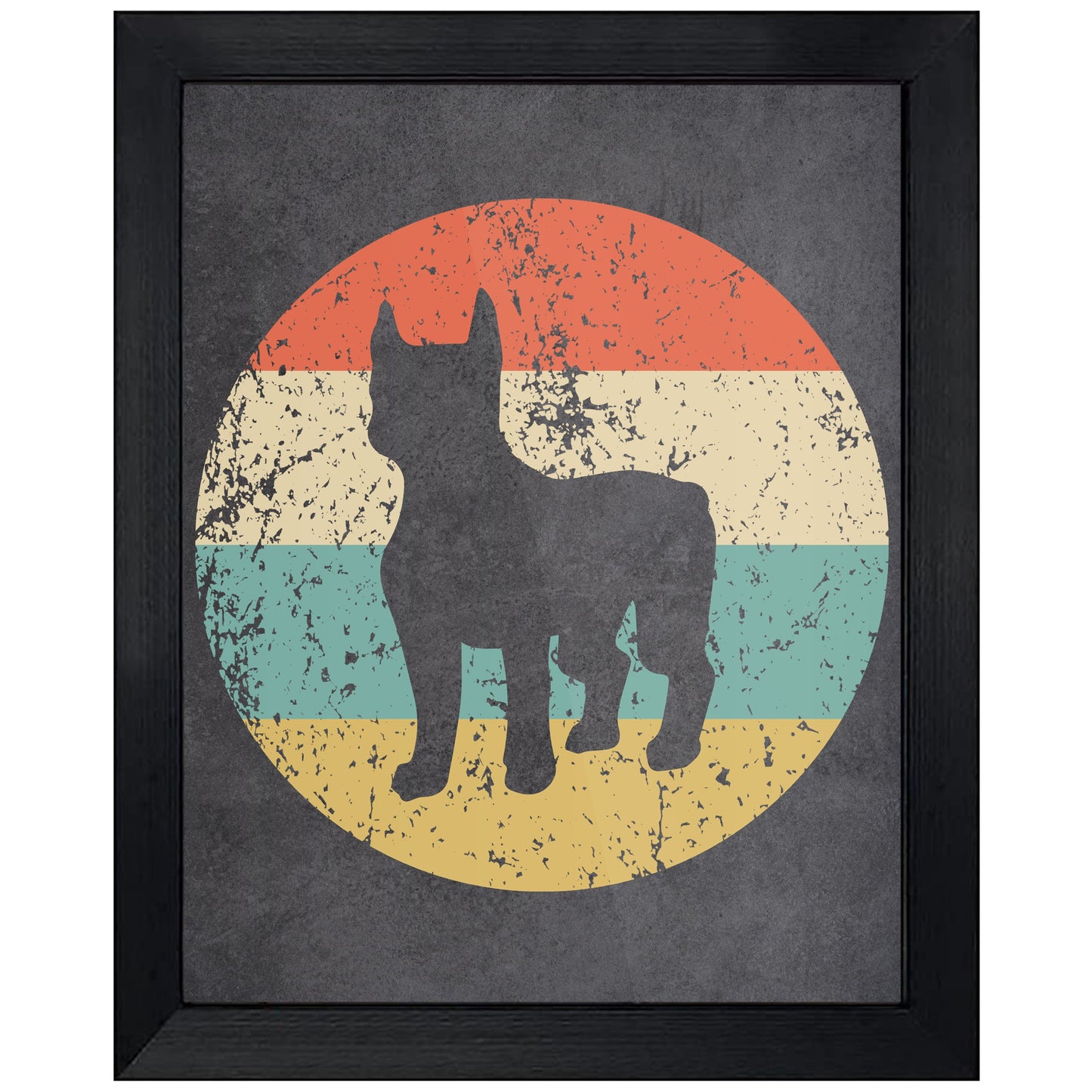 Boston Terrier Dog Icon Retro 8"x10" Wall Art Print