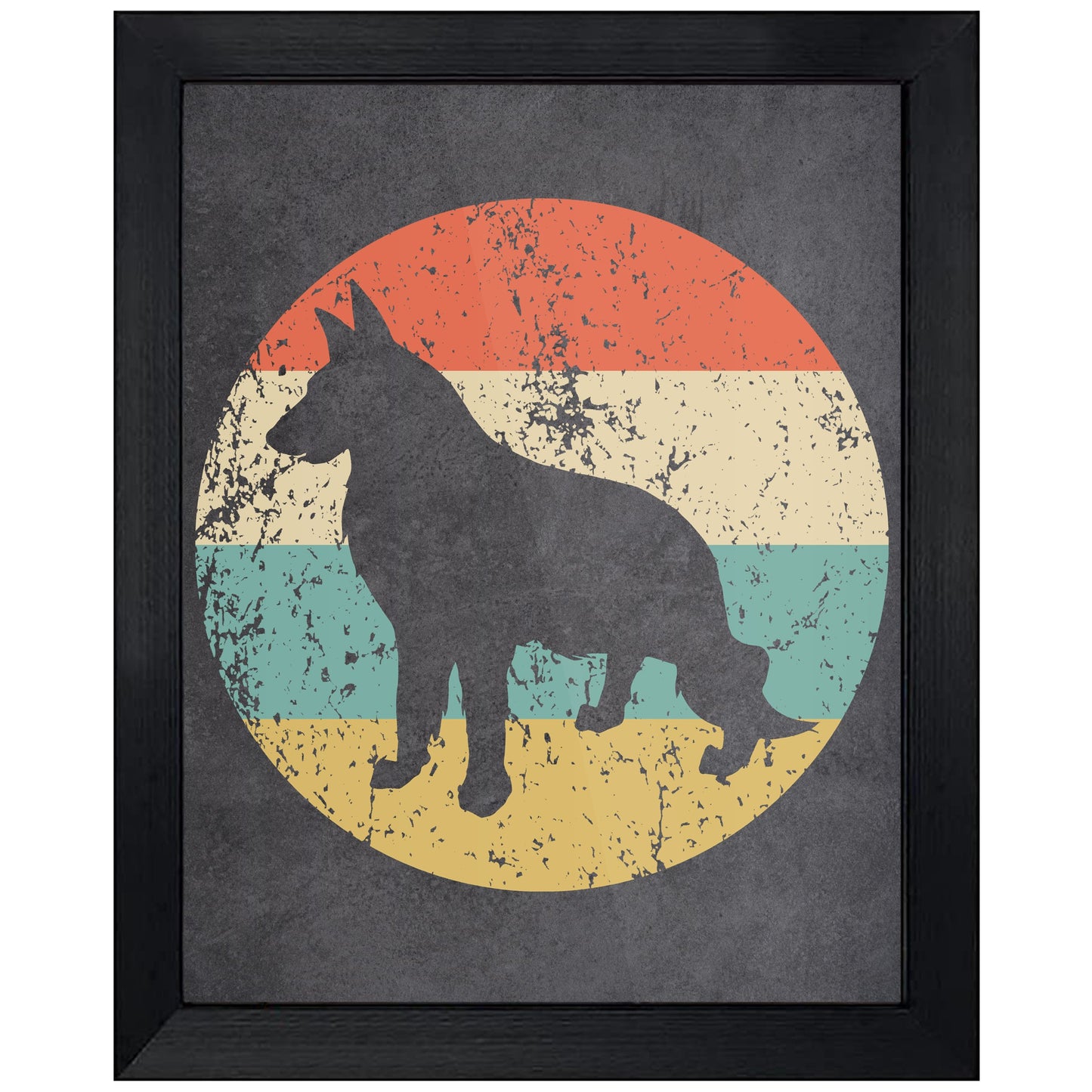 German Shepherd Dog Icon Retro 8"x10" Wall Art Print