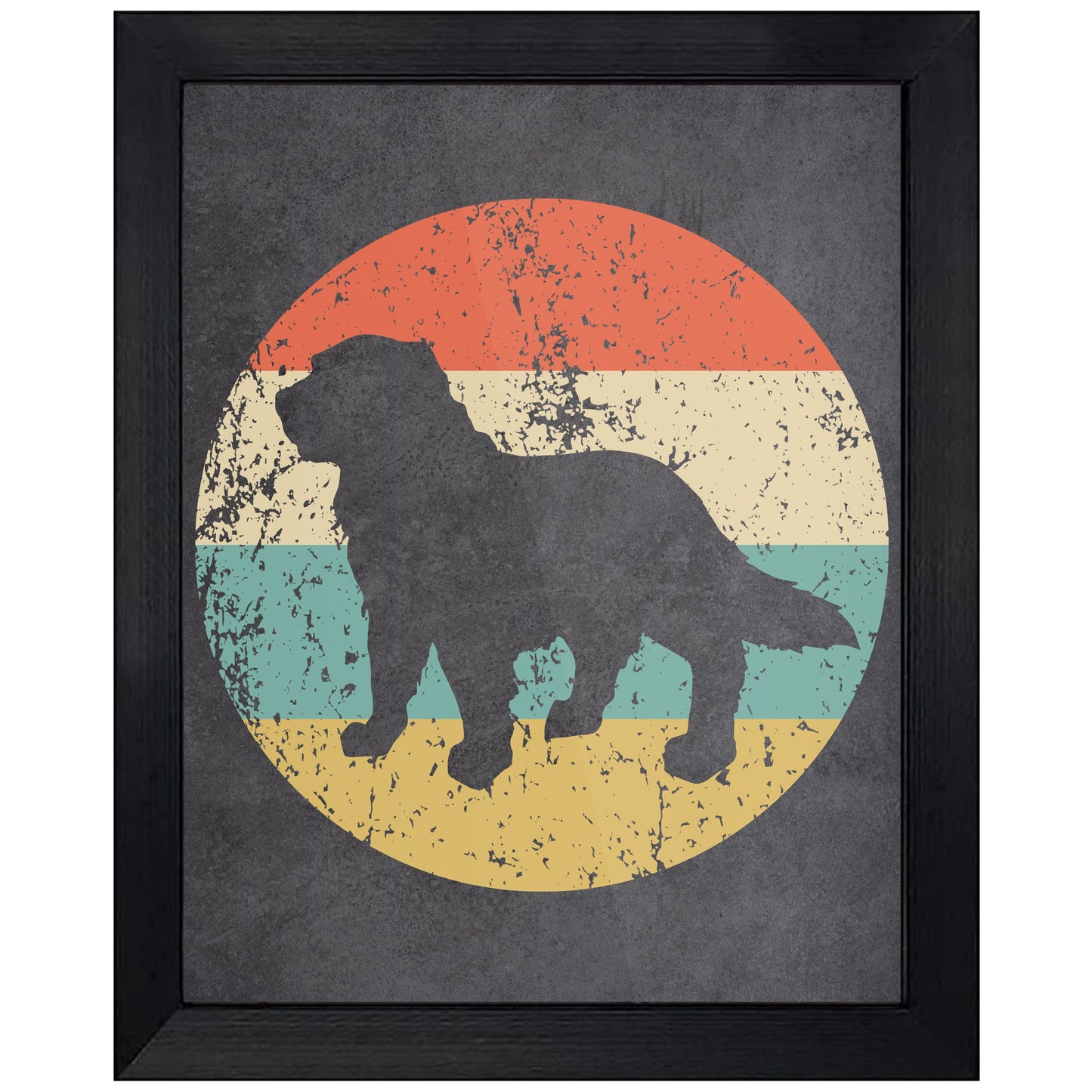 Newfoundland Newfie Dog Icon Retro 8"x10" Wall Art Print