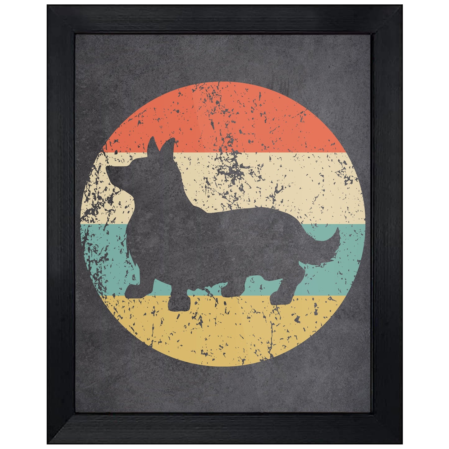 Pembroke Welsh Corgi Dog Icon Retro 8"x10" Wall Art Print
