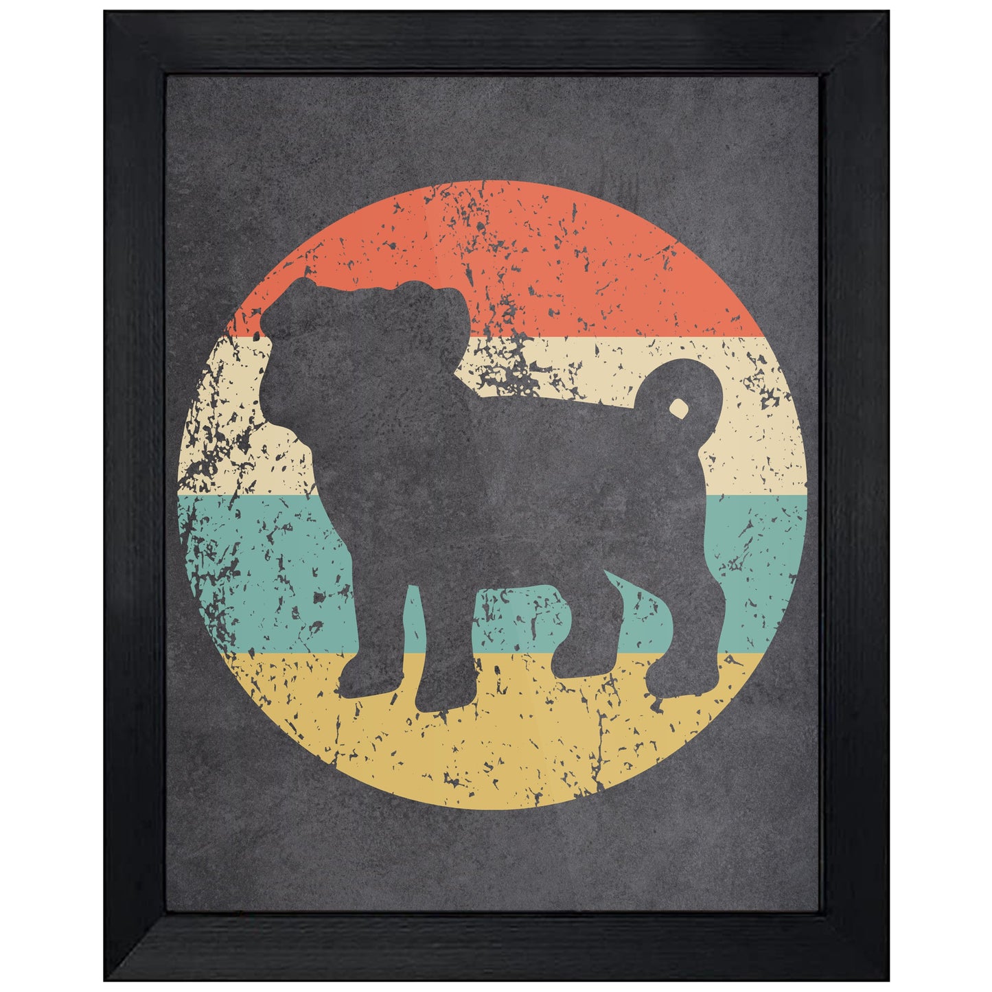 Pug Dog Icon Retro 8"x10" Wall Art Print