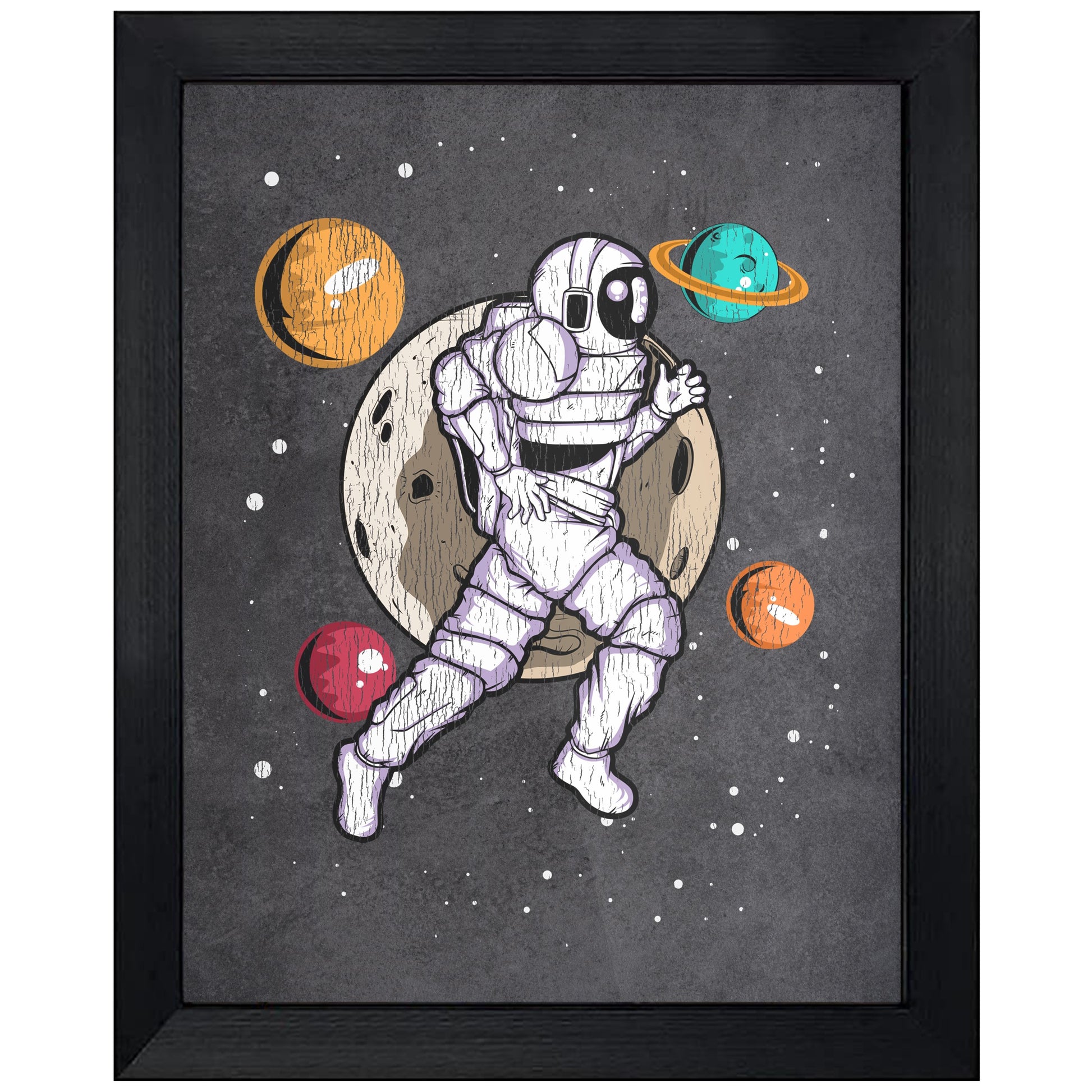 Marathon Runner Astronaut Outer Space Spaceman Running Distressed 8"x10" Wall Art Print