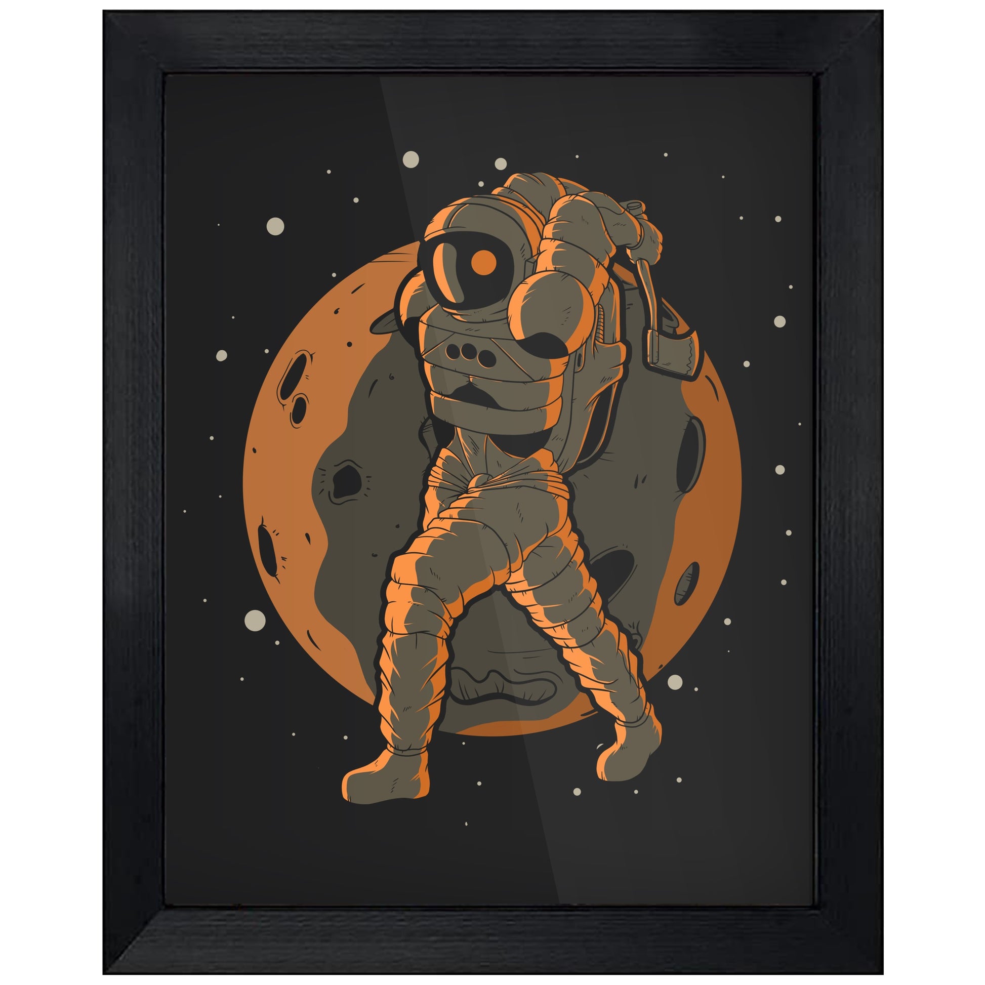 Axe Throwing Astronaut Outer Space Spaceman 8"x10" Wall Art Print