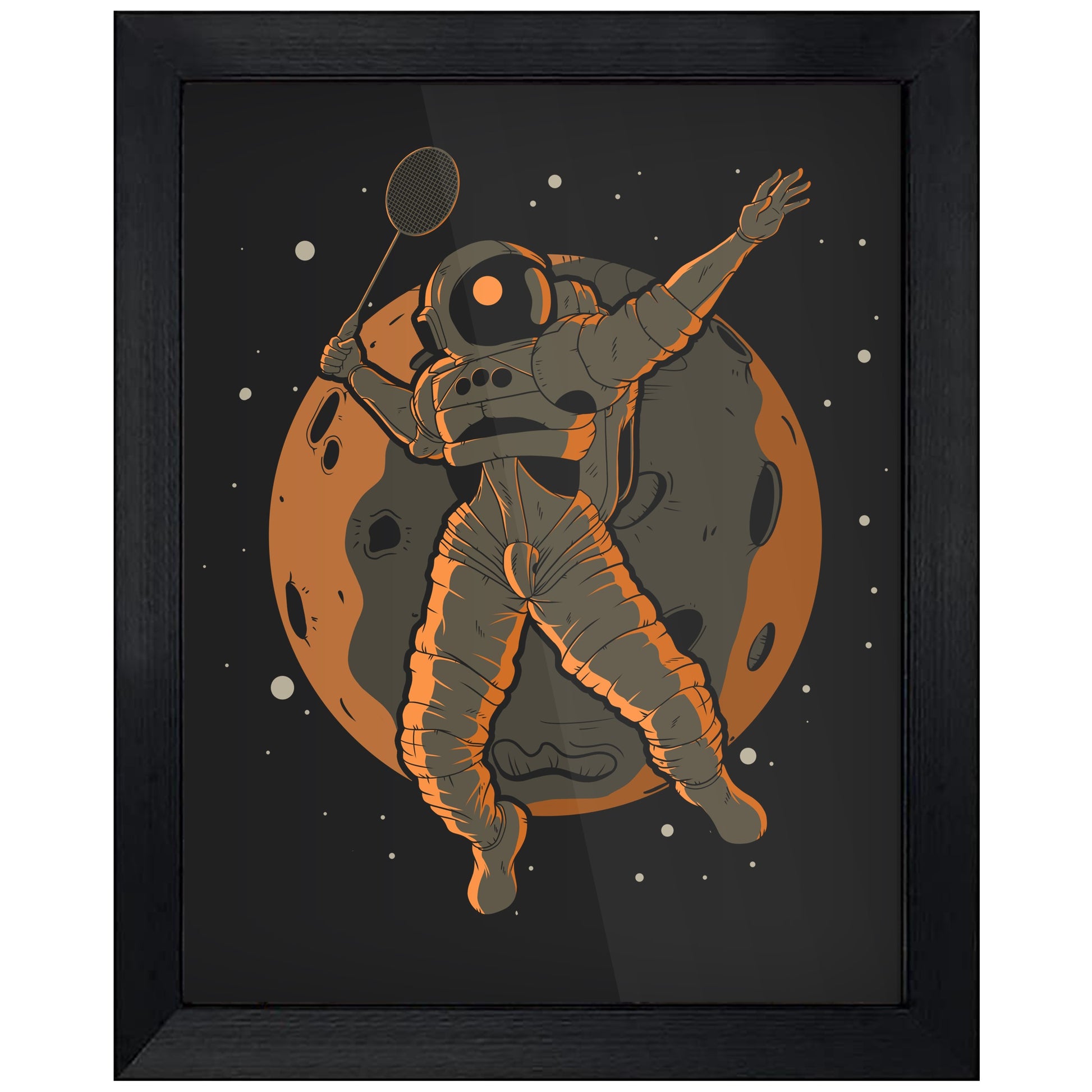 Badminton Astronaut Outer Space Spaceman 8"x10" Wall Art Print