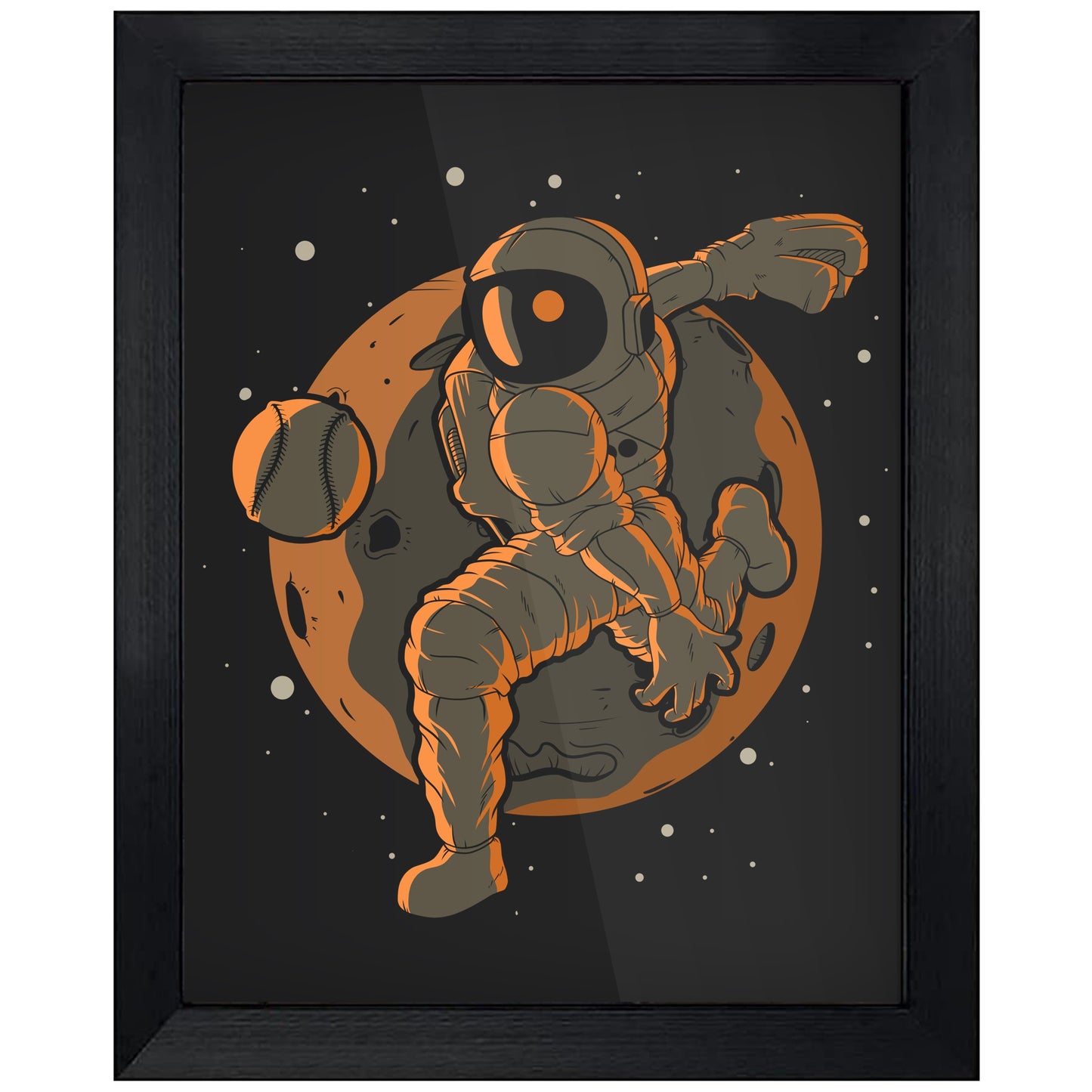 Baseball Pitcher Astronaut Outer Space Spaceman 8"x10" Wall Art Print