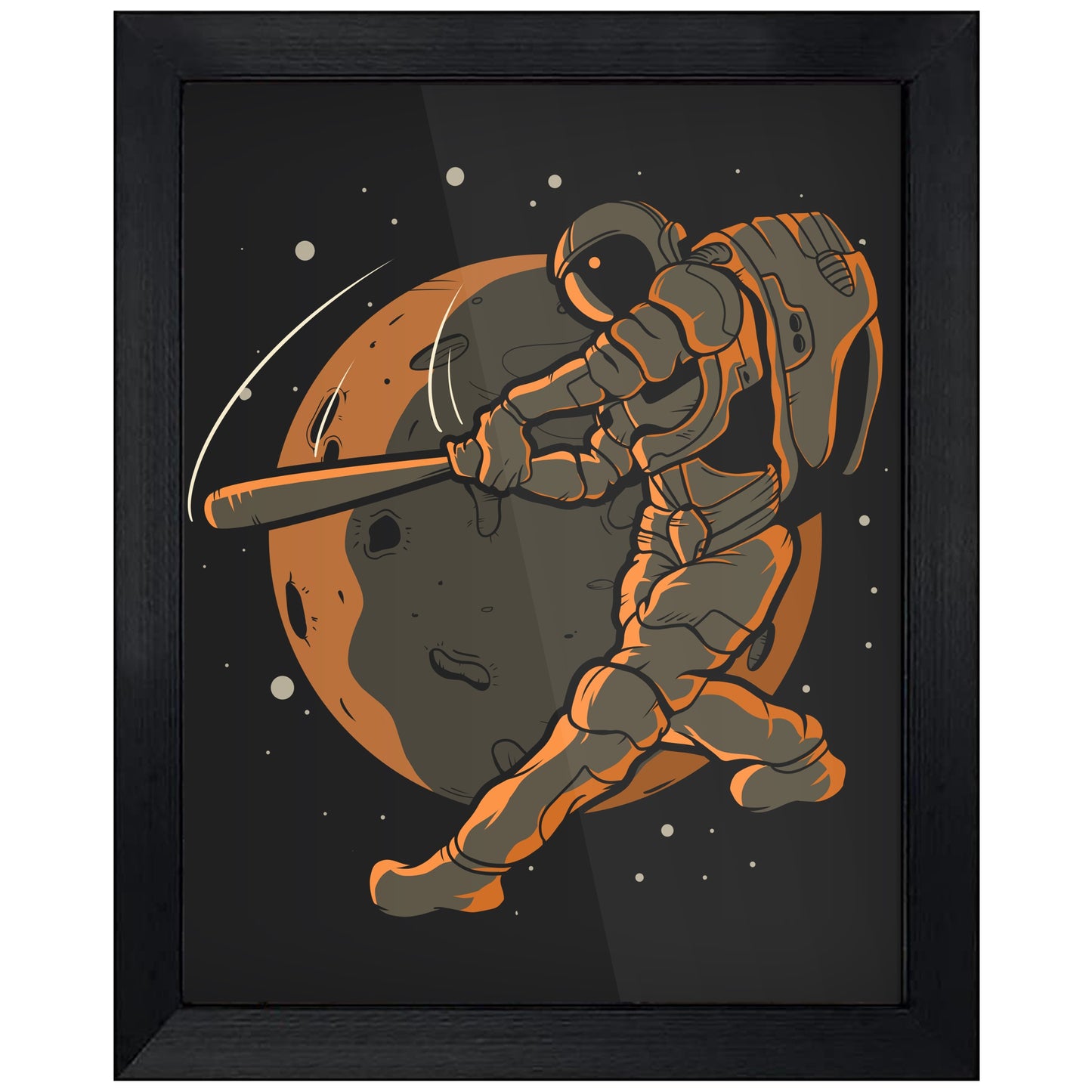 Baseball Batter Astronaut Outer Space Spaceman 8"x10" Wall Art Print