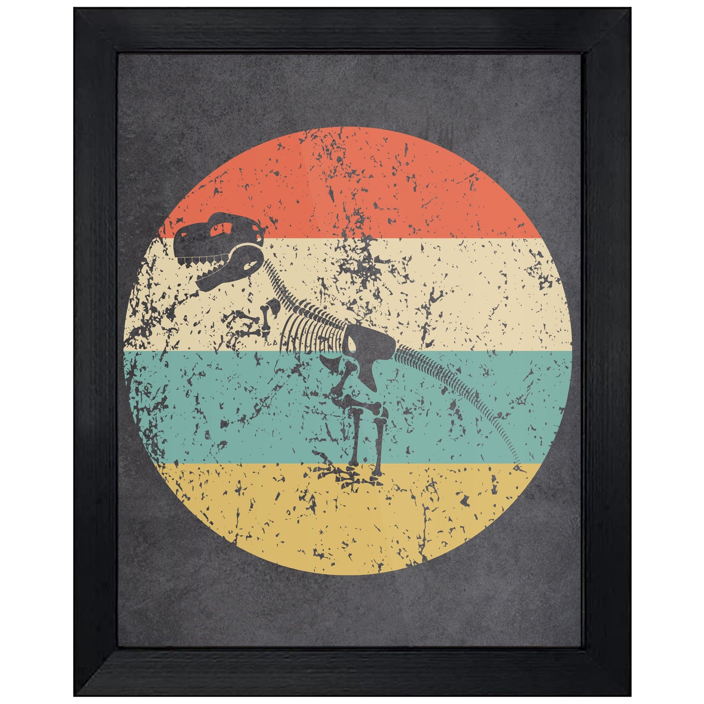 Dinosaur Skeleton Fossil Paleontology Icon Retro 8"x10" Wall Art Print
