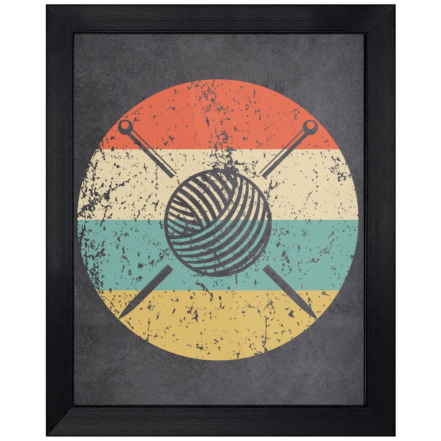 Knitting Yarn Needles Crochet Icon Retro 8"x10" Wall Art Print