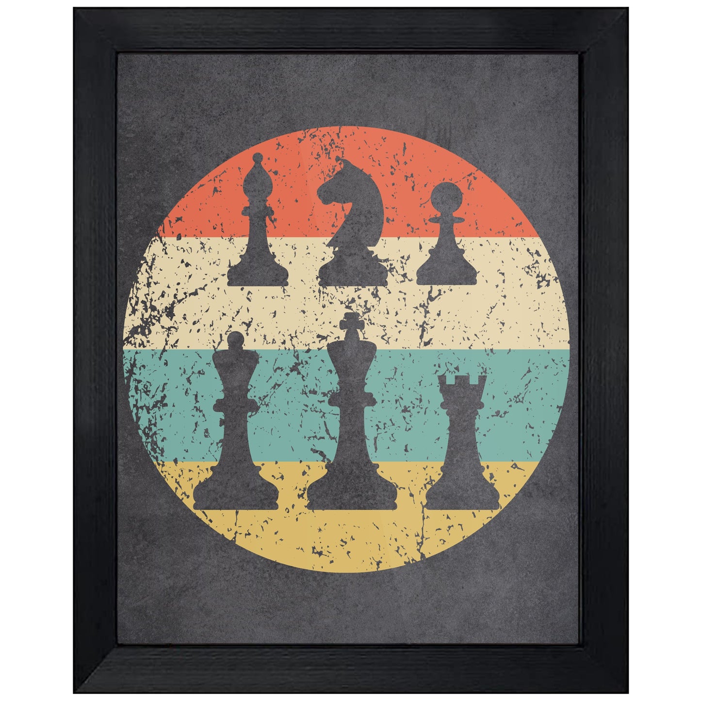 Chess Pieces Icon Retro 8"x10" Wall Art Print