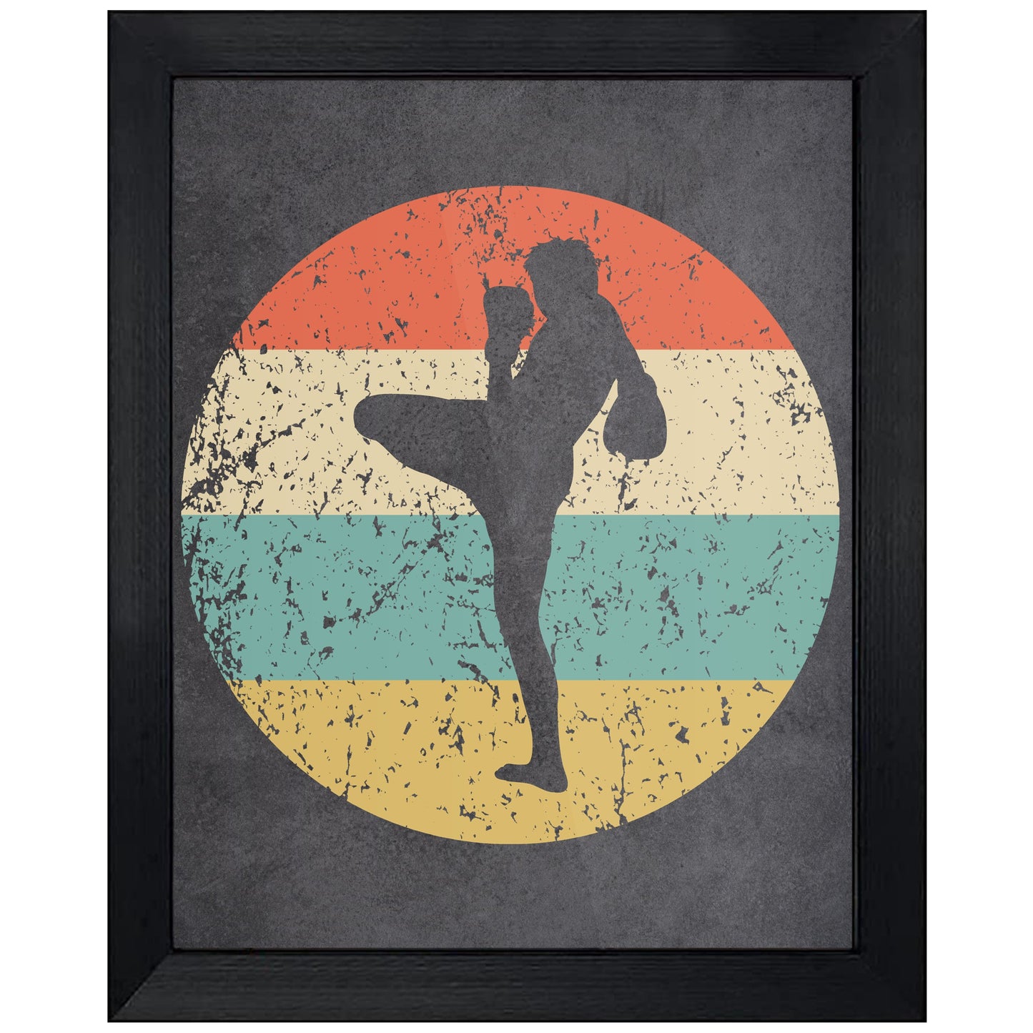 Kick Boxer Kick Boxing Sports Icon Retro 8"x10" Wall Art Print