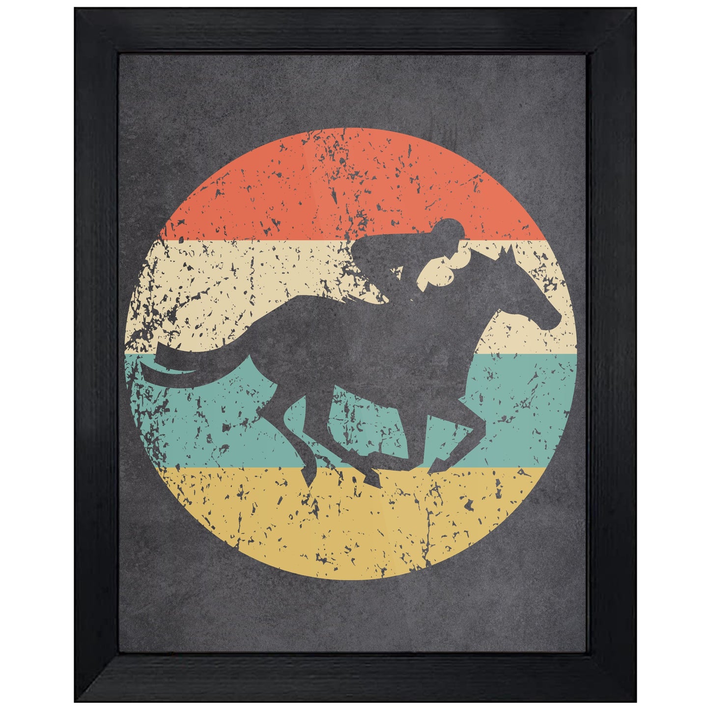 Horse Racing Horseback Rider Icon Retro 8"x10" Wall Art Print