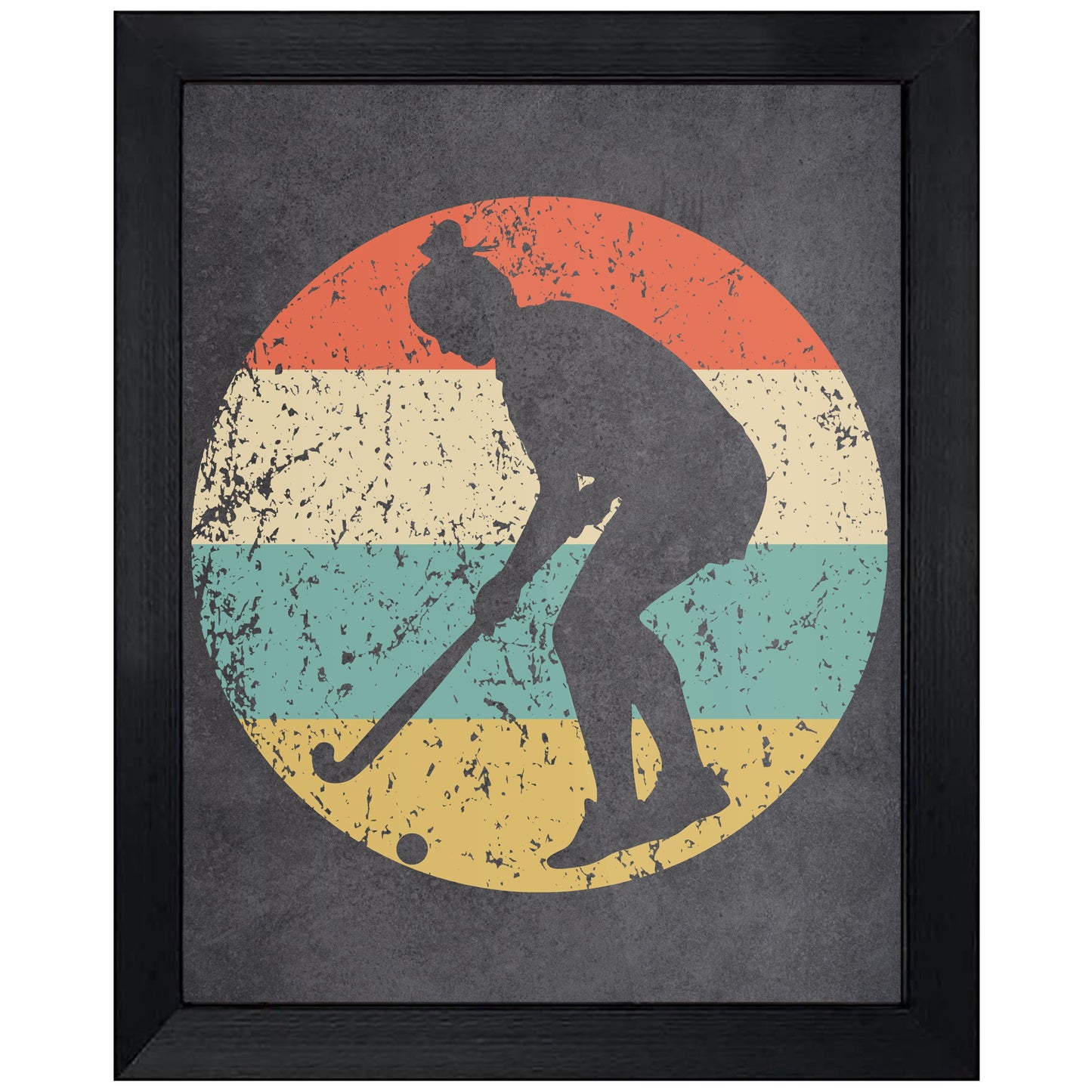 Field Hockey Player Sports Icon Retro 8"x10" Wall Art Print