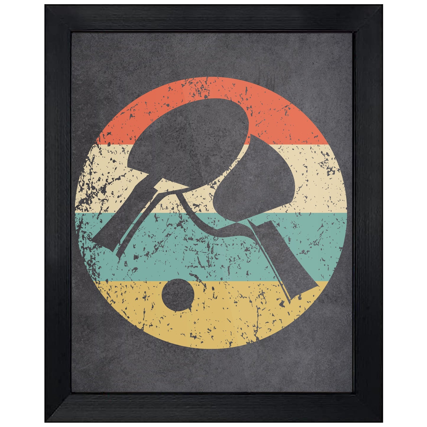 Table Tennis Paddles Icon Retro 8"x10" Wall Art Print