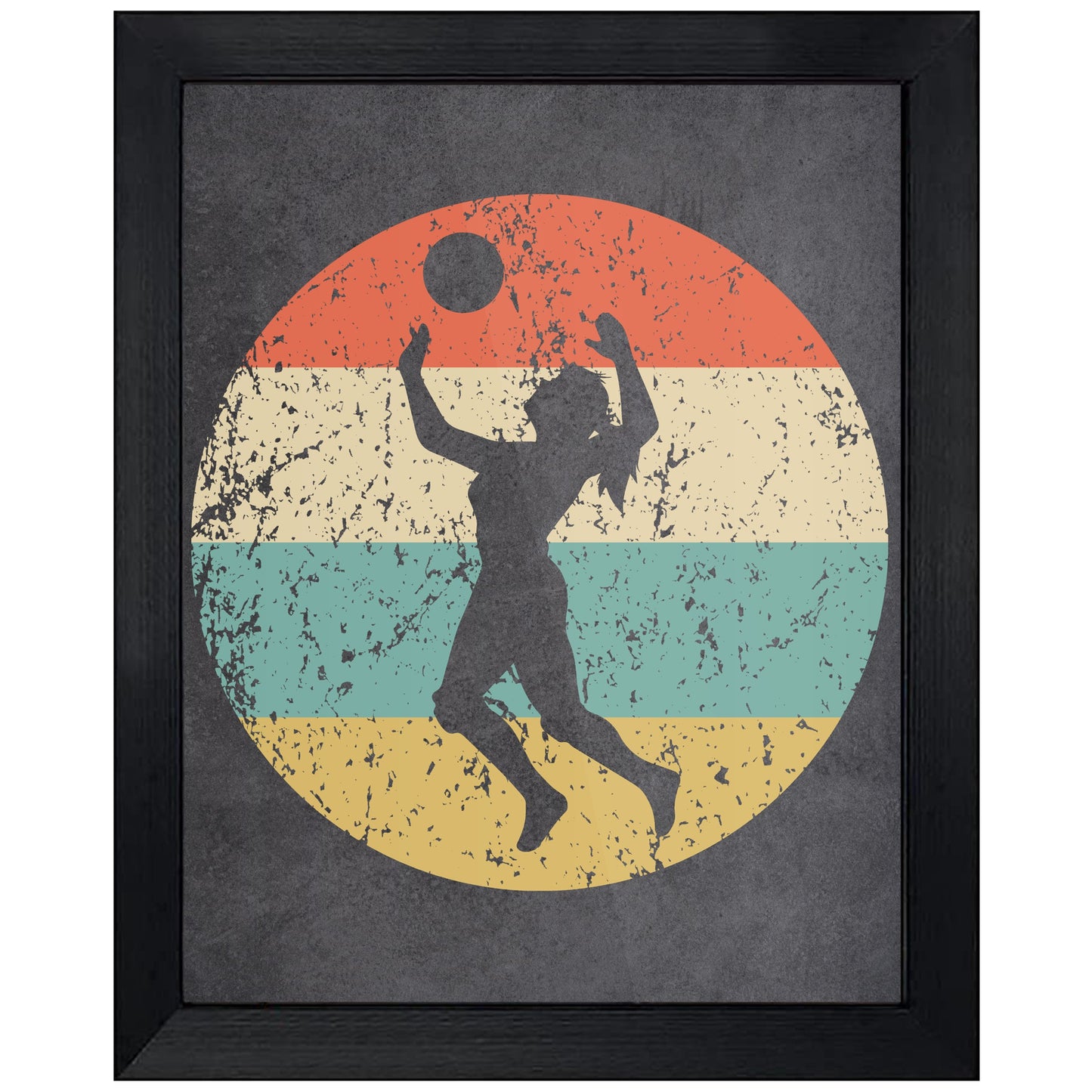 Volleyball Serve Sports Icon Retro 8"x10" Wall Art Print