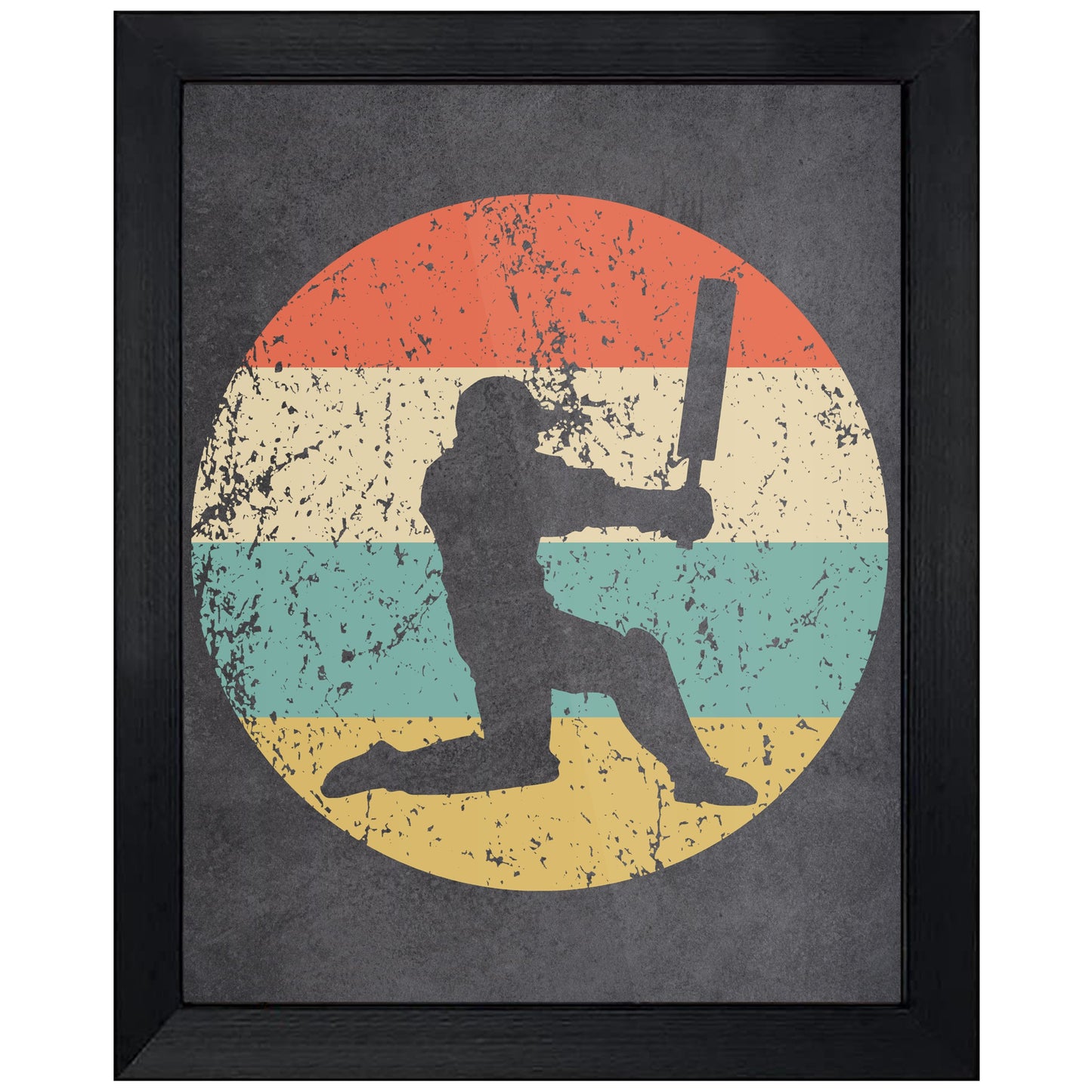 Cicket Player Sports Icon Retro 8"x10" Wall Art Print