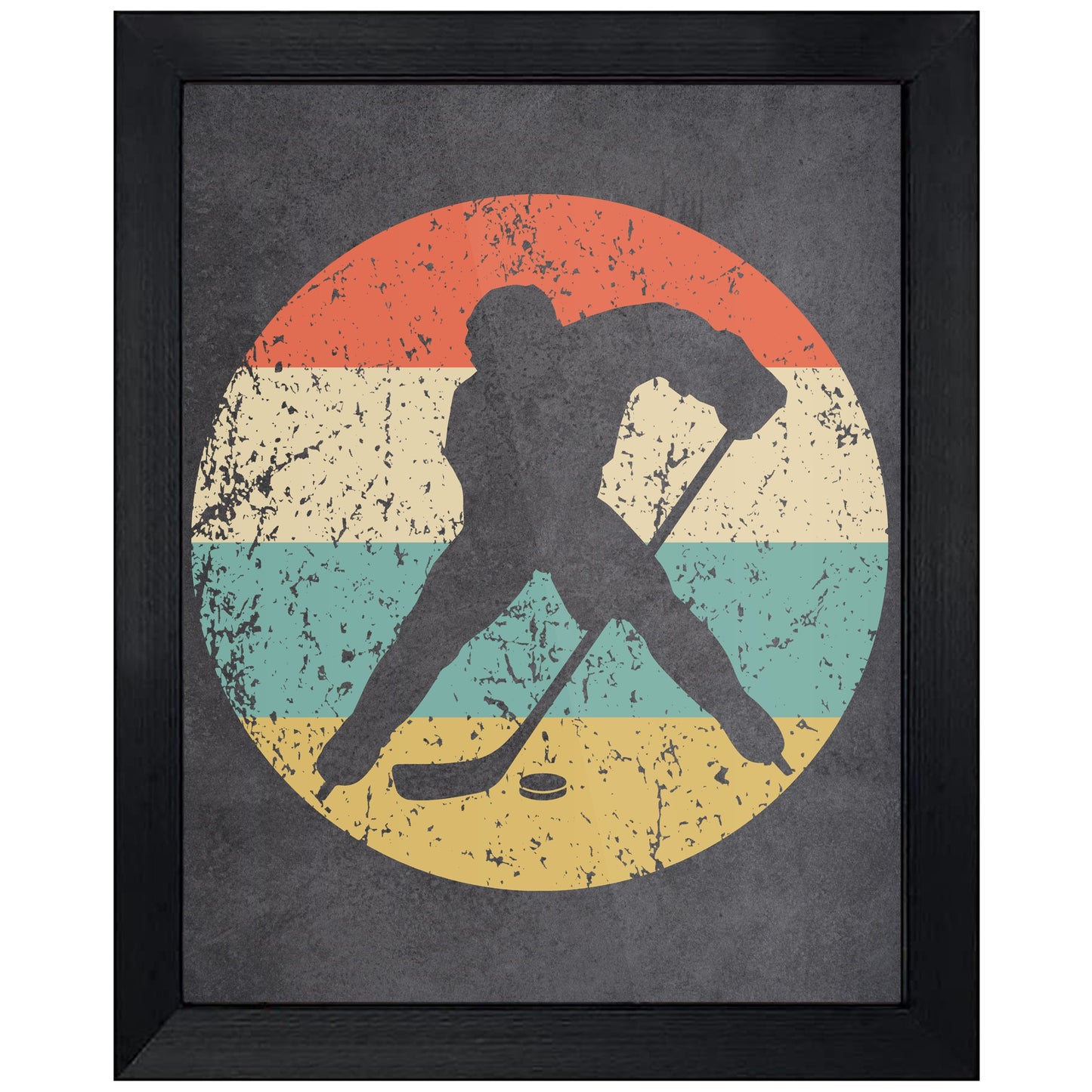 Ice Hockey Player Sports Icon Retro 8"x10" Wall Art Print