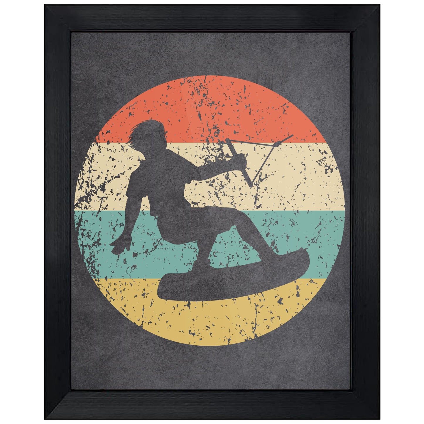 Wakeboarding Wakeboard Icon Retro 8"x10" Wall Art Print