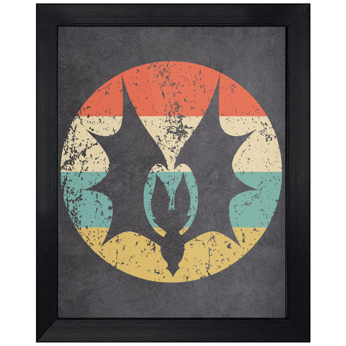 Scary Bat Halloween Icon Retro 8"x10" Wall Art Print