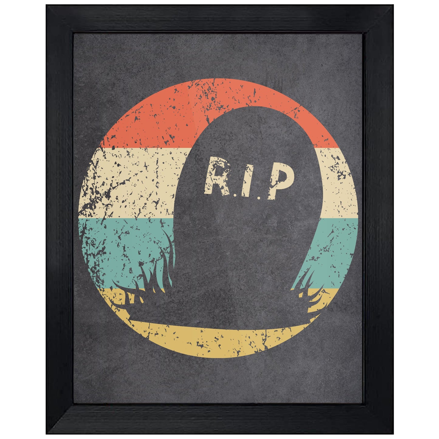 Creepy Grave Halloween Icon Retro 8"x10" Wall Art Print