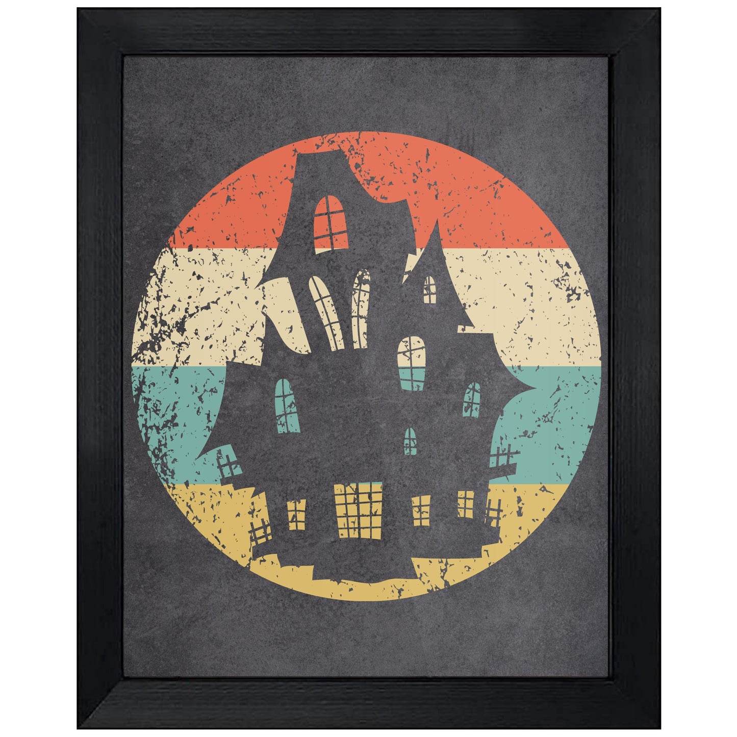 Haunted House Halloween Icon Retro 8"x10" Wall Art Print