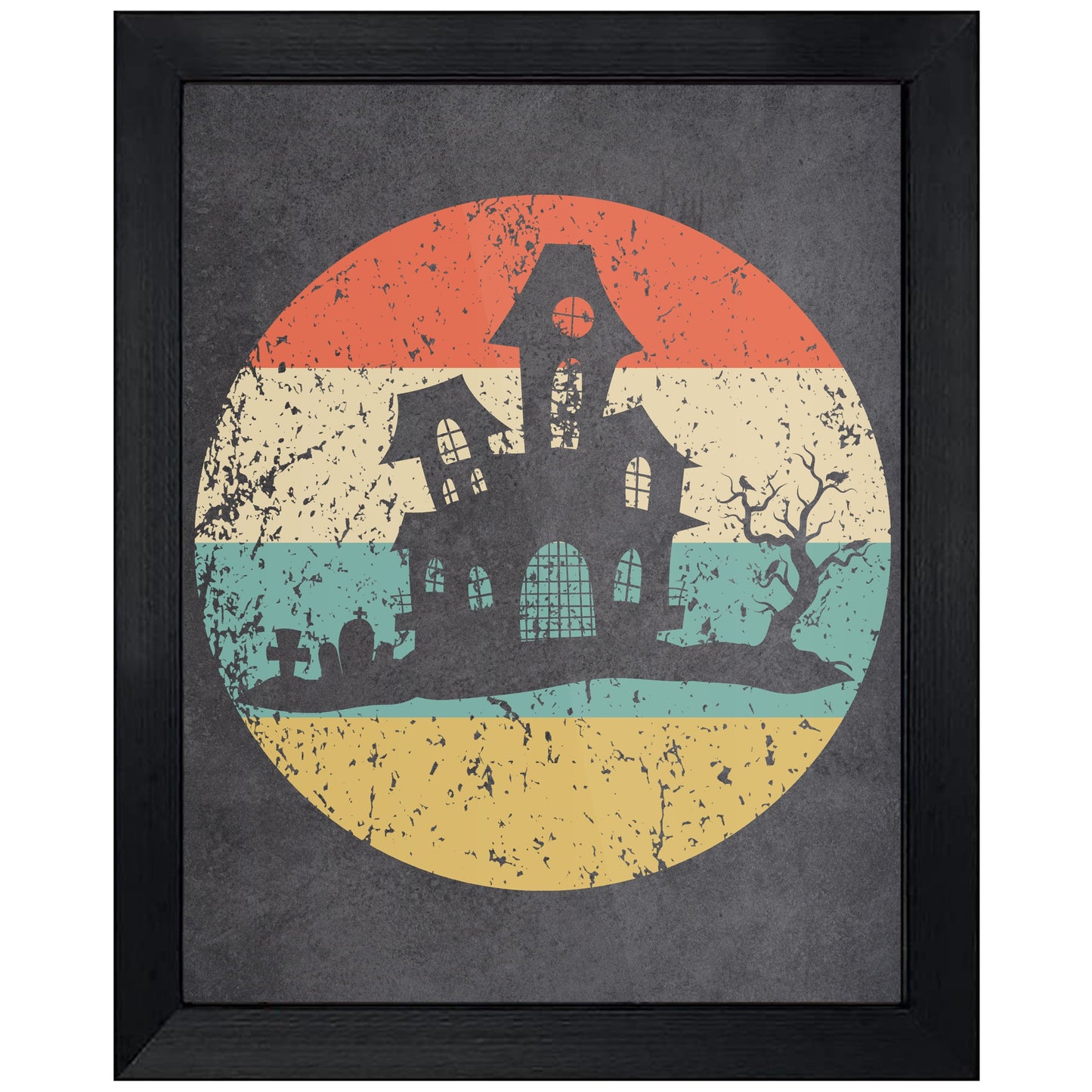 Haunted House Halloween Icon Retro 8"x10" Wall Art Print