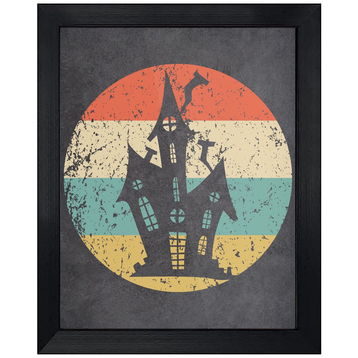 Haunted House Halloween Icon Retro 8"x10" Wall Art Print