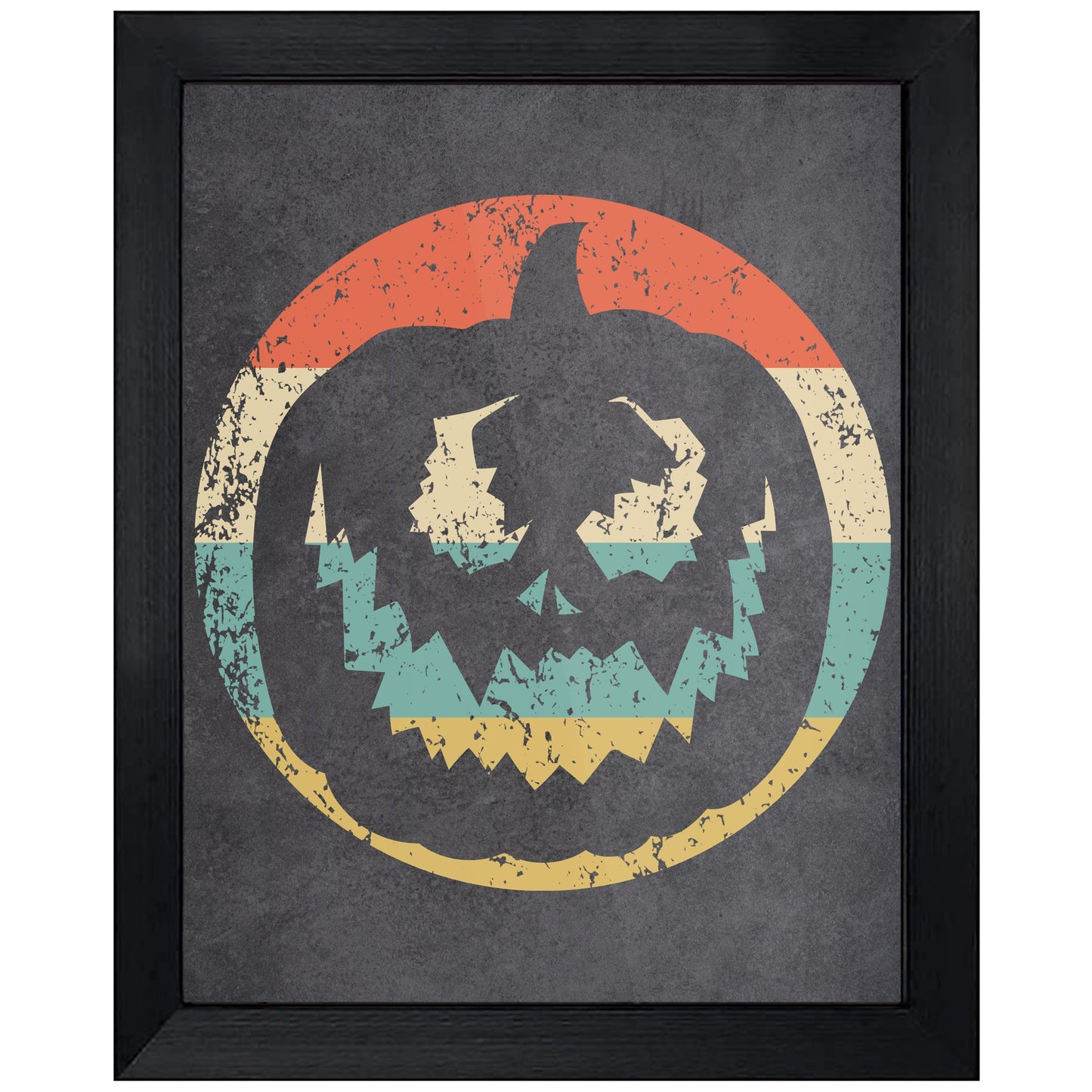 Jack-O-Lantern Pumpkin Halloween Icon Retro 8"x10" Wall Art Print