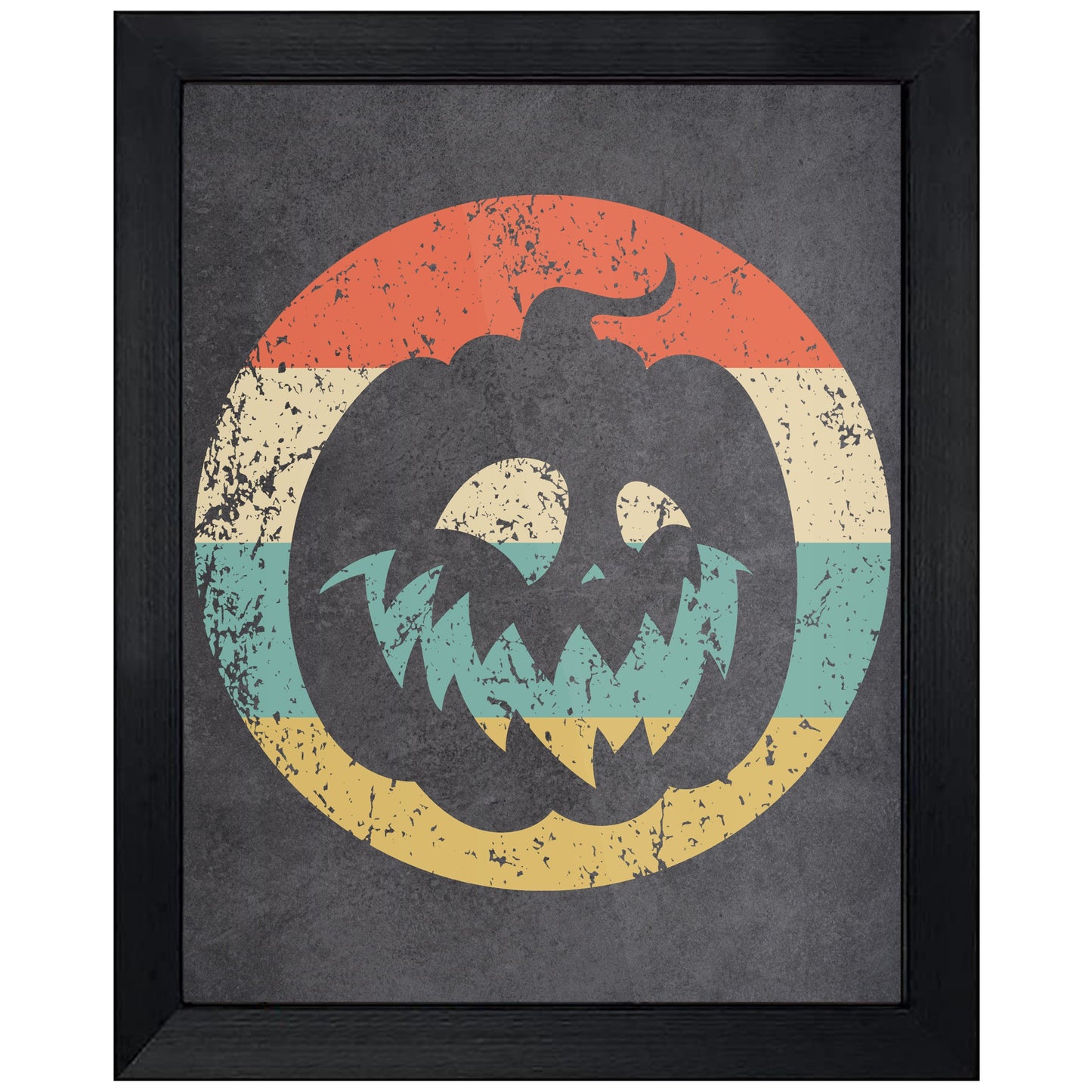 Jack-O-Lantern Pumpkin Halloween Icon Retro 8"x10" Wall Art Print
