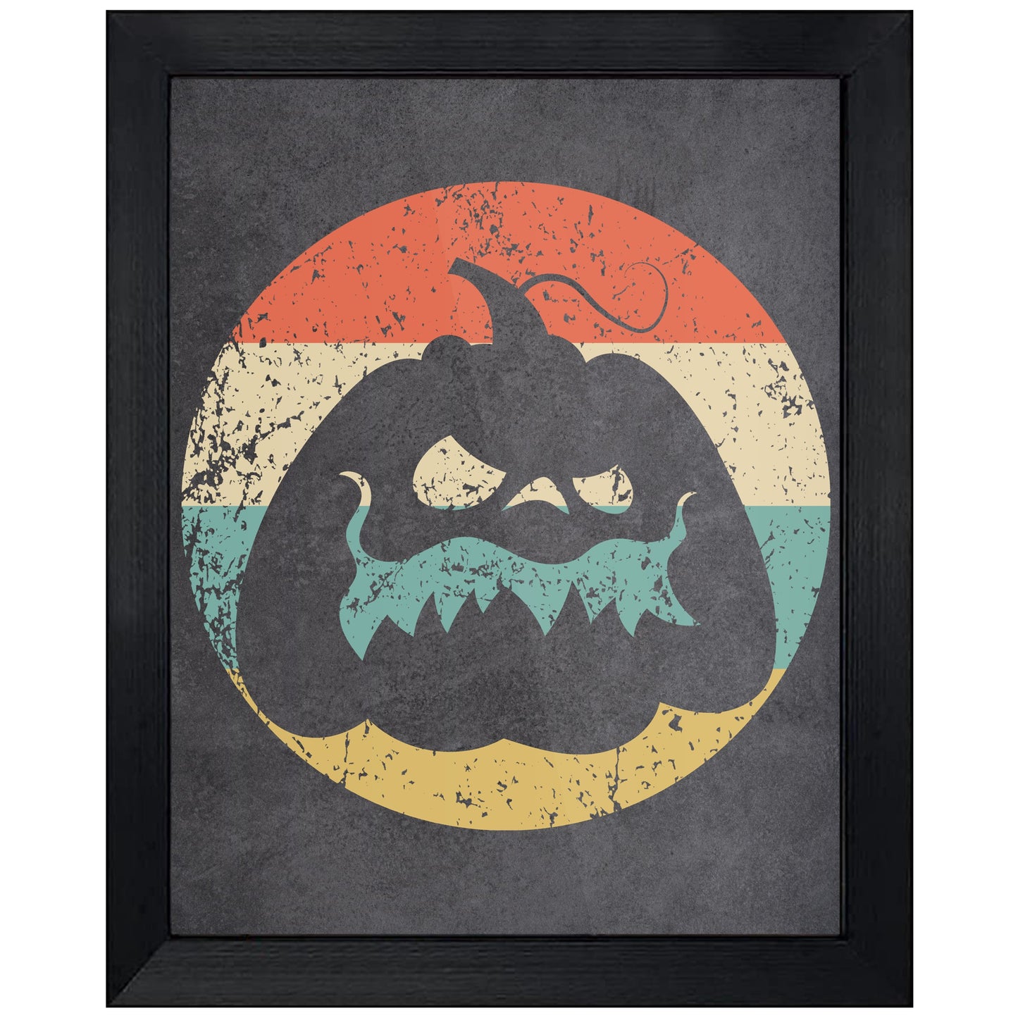 Jack-O-Lantern Pumpkin Halloween Icon Retro 8"x10" Wall Art Print