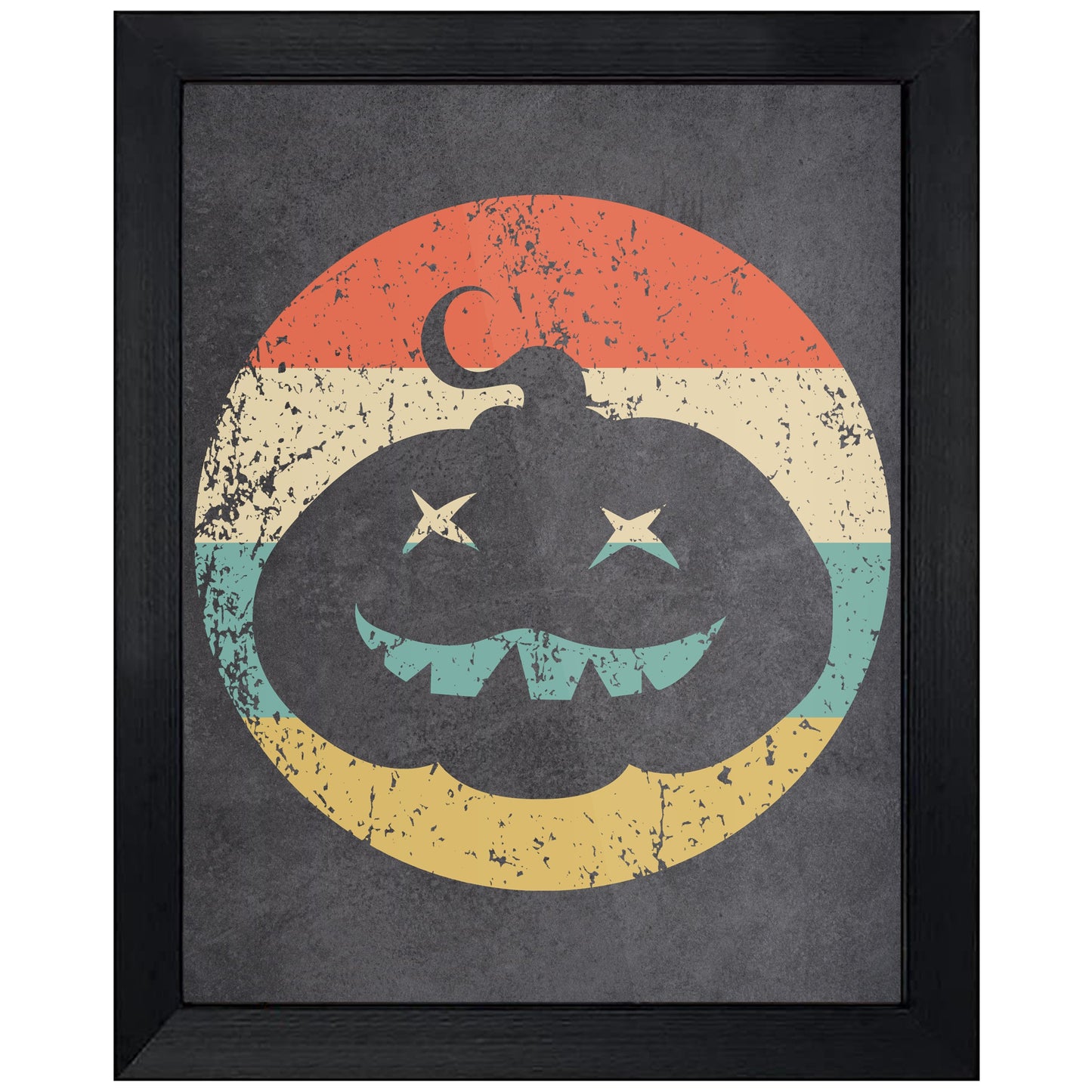 Jack-O-Lantern Pumpkin Halloween Icon Retro 8"x10" Wall Art Print