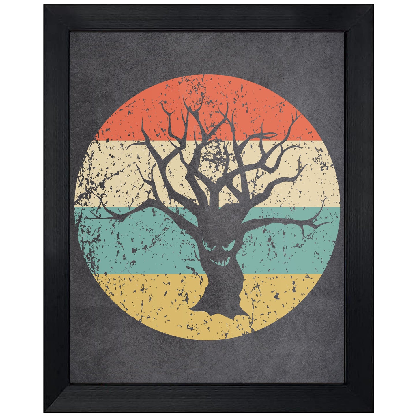 Haunted Tree Halloween Icon Retro 8"x10" Wall Art Print