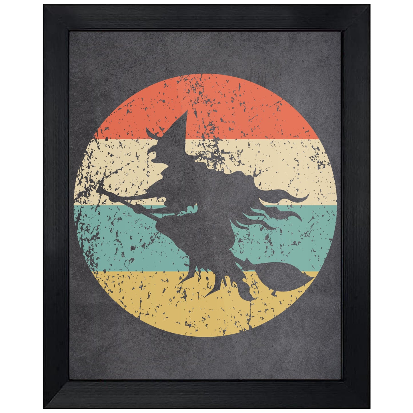Flying Witch Halloween Icon Retro 8"x10" Wall Art Print