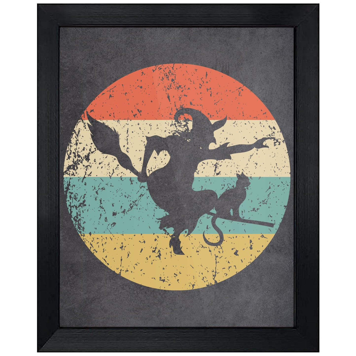 Flying Witch Halloween Icon Retro 8"x10" Wall Art Print