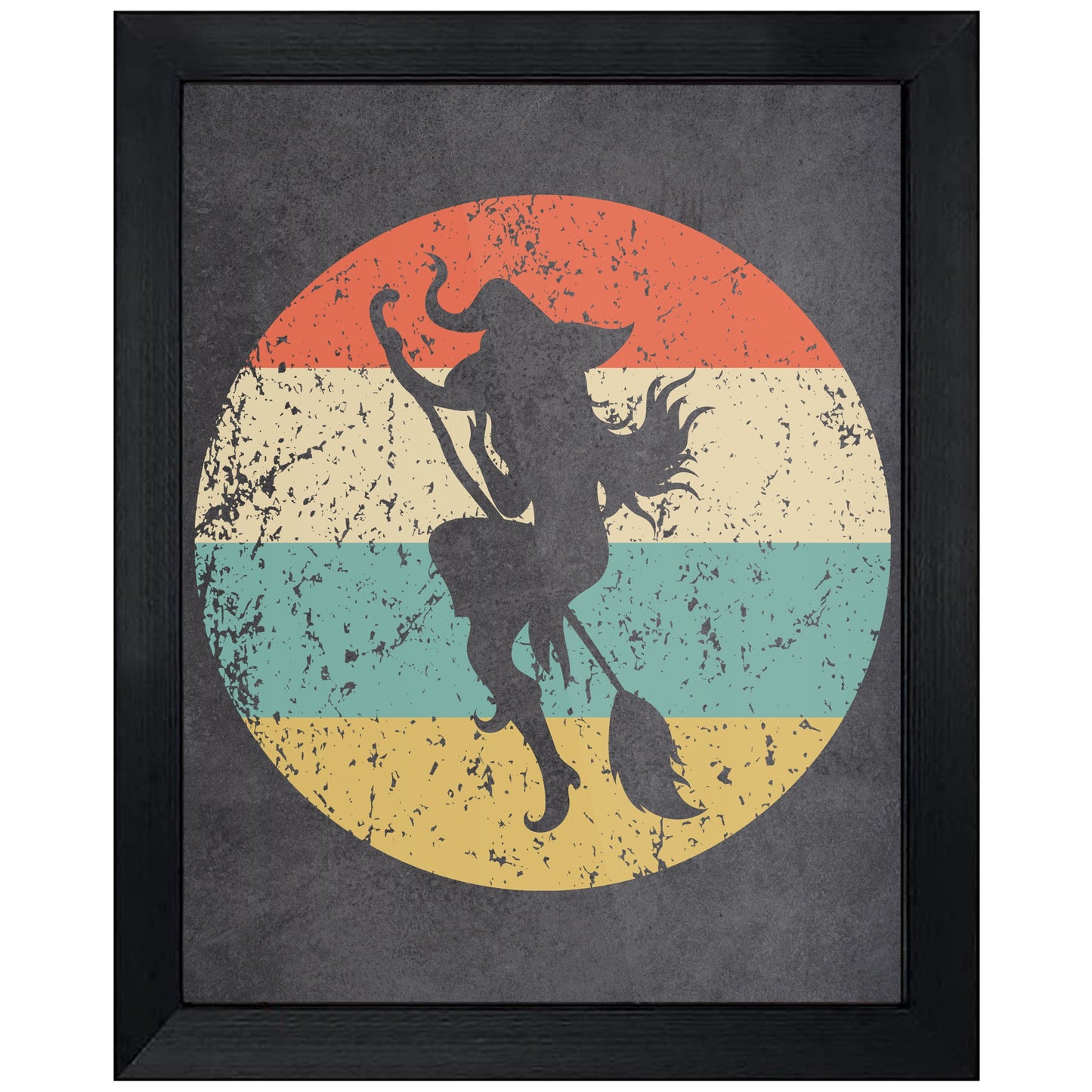 Flying Witch Halloween Icon Retro 8"x10" Wall Art Print
