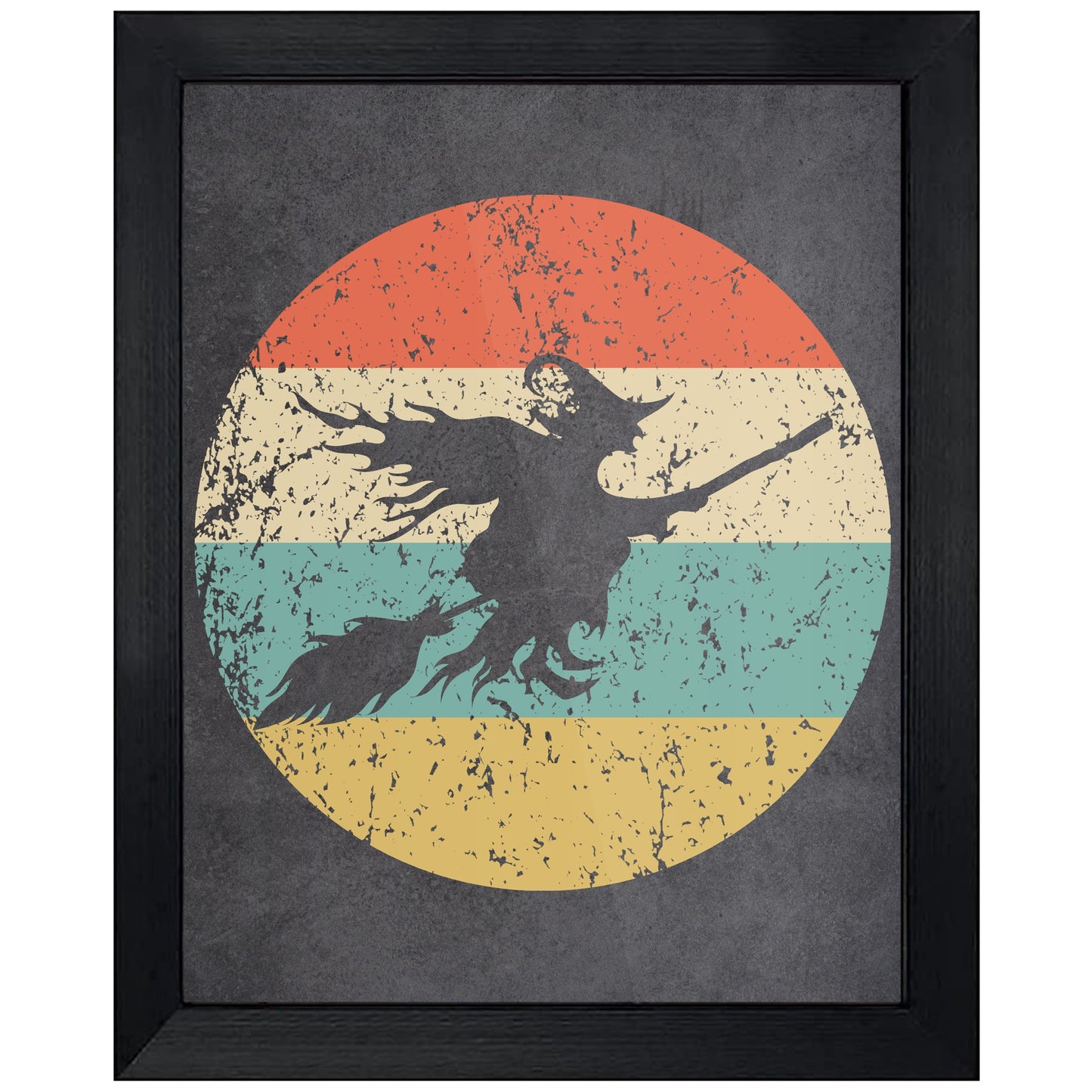 Flying Witch Halloween Icon Retro 8"x10" Wall Art Print