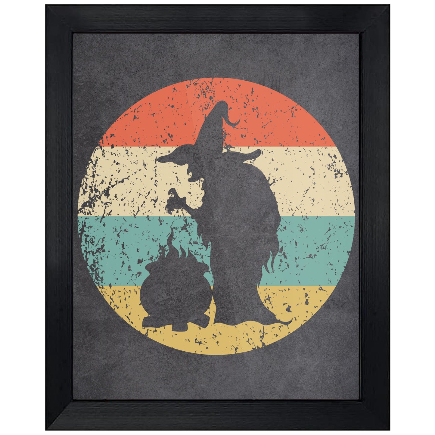 Witch with Cauldron Halloween Icon Retro 8"x10" Wall Art Print