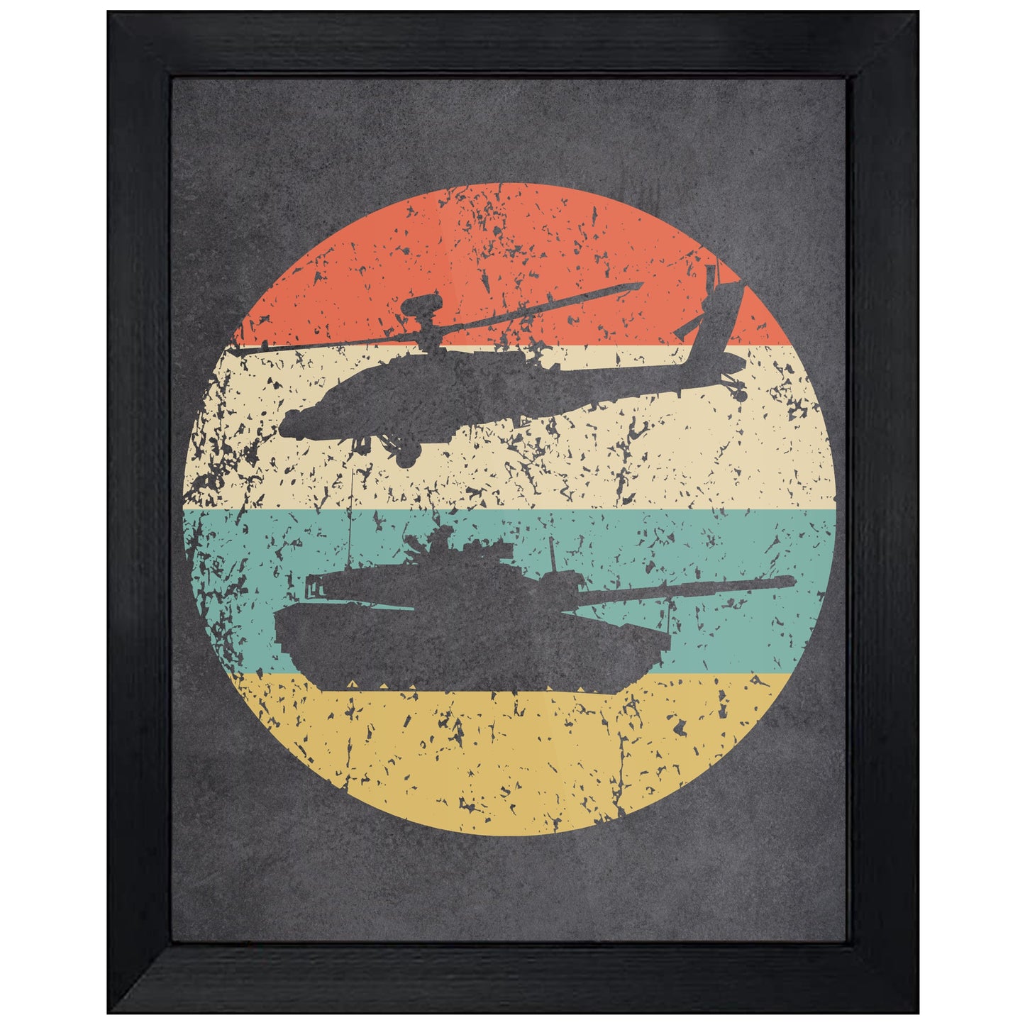 Chinook Helicopter Military Tank Icon Retro 8"x10" Wall Art Print